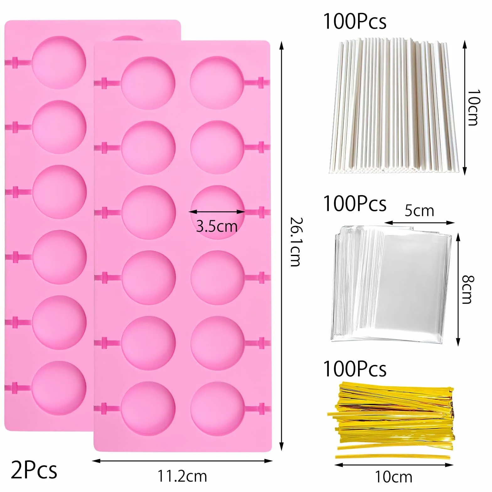 Silikonowa forma do lizaków, forma do lizaków 20 Cake Pop silikonowa forma Cake Pop forma z 100 sztuk patyczków do lizaków i 10 przezroczystych torebek forma do lizaków forma do pieczenia lizaków