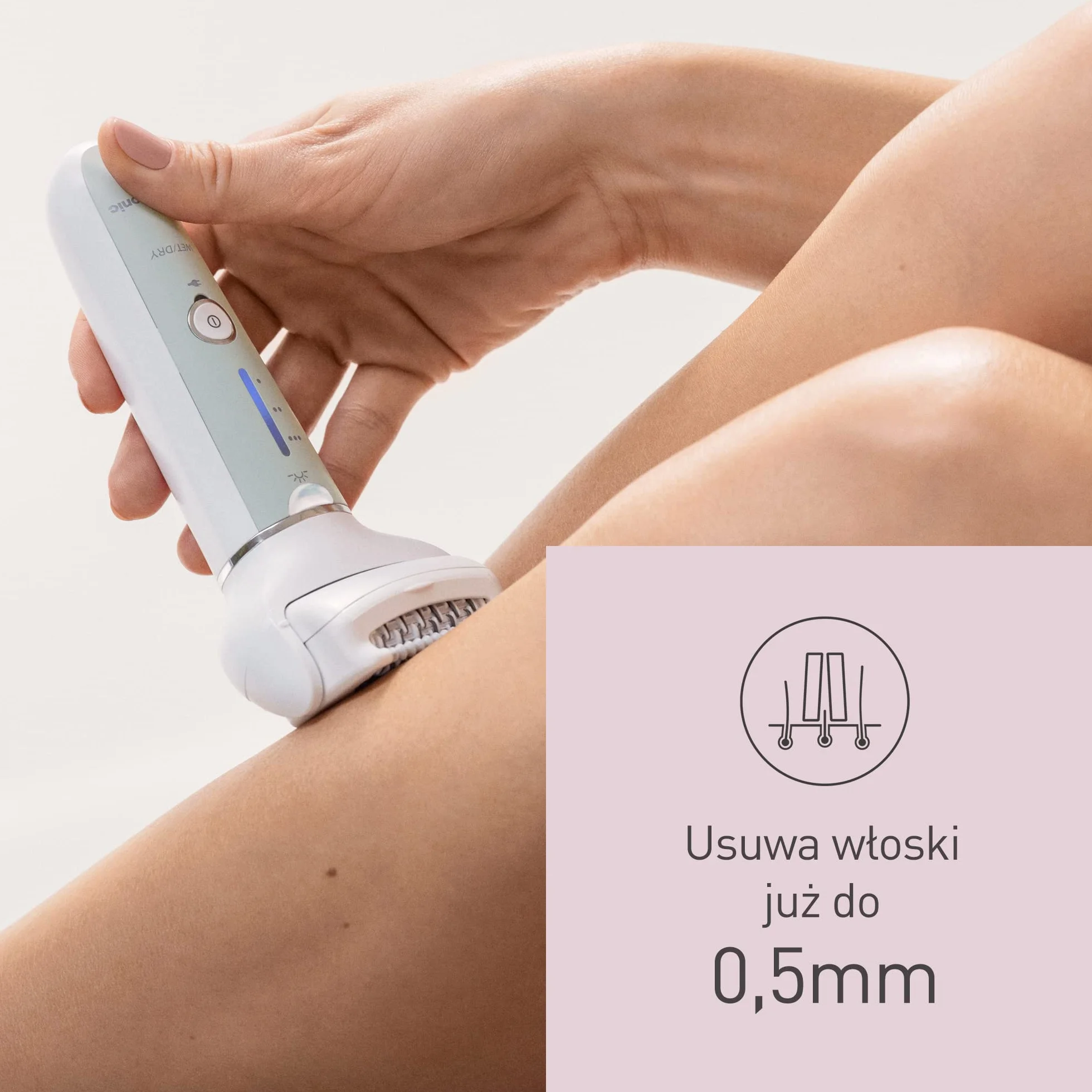Panasonic ES-EY70-G503 Depilator mokry i suchy, podwójny dysk z 60 pincetami, elastyczna głowica obrotowa 90 °, 3 ustawienia prędkości i światło LED, czas pracy 30 minut, pielęgnacja stóp.