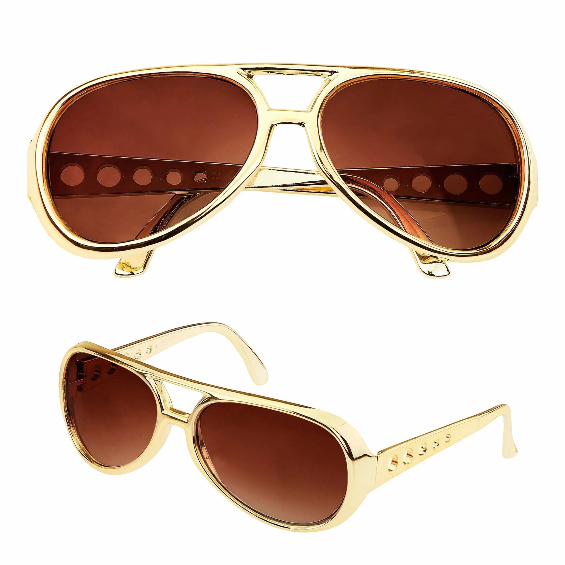 W WIDMANN MILANO Party Fashion 6740R - Rock´n´roll okulary, złota oprawka, brązowawe szkła z tworzywa sztucznego, karnawał, impreza tematyczna