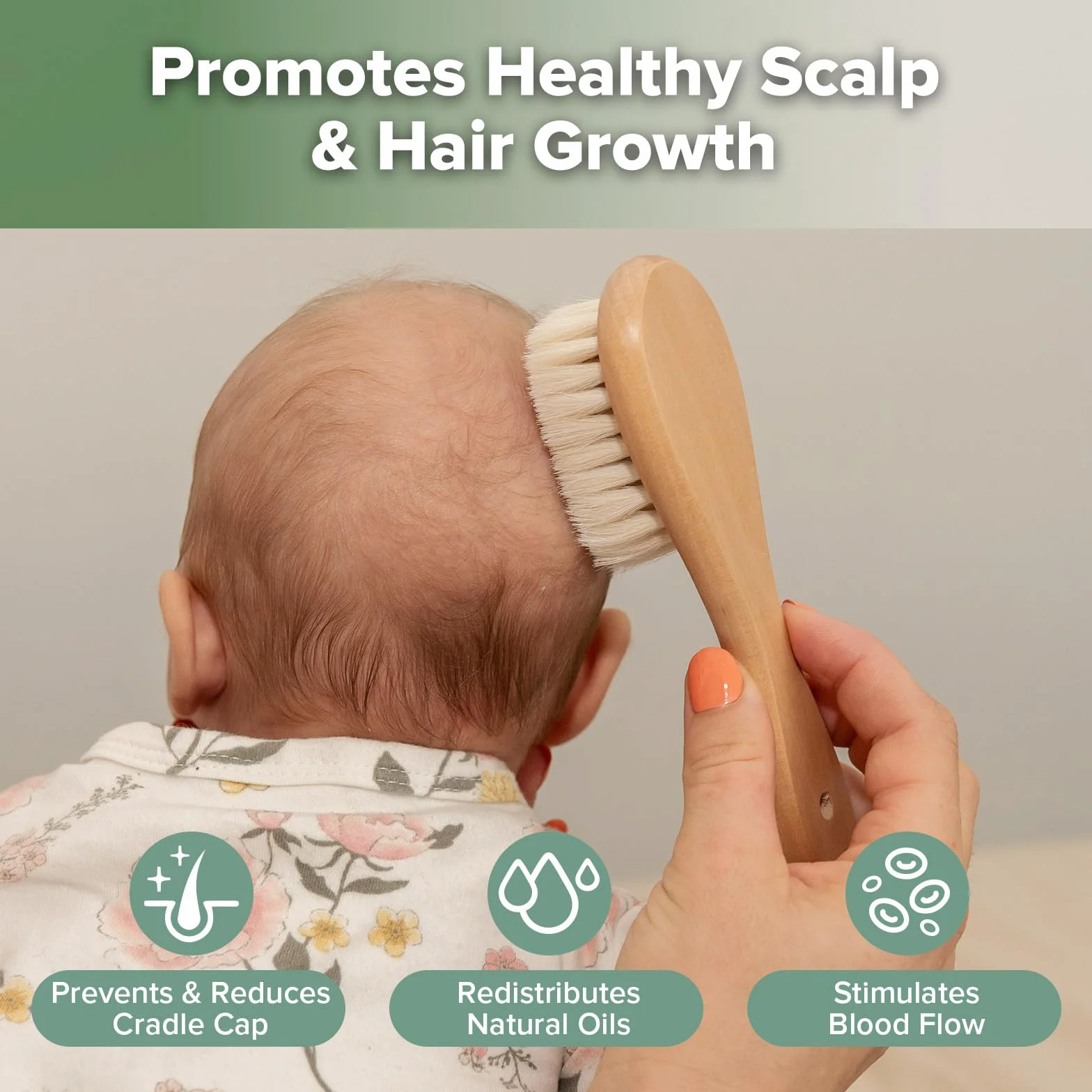 Haakaa - Spazzola per capelli in legno per neonati e bambini, setole naturali di capra, ideale per culla, regalo perfetto per il registro dei bambini, con custodia per il trasporto, 1 pezzo
