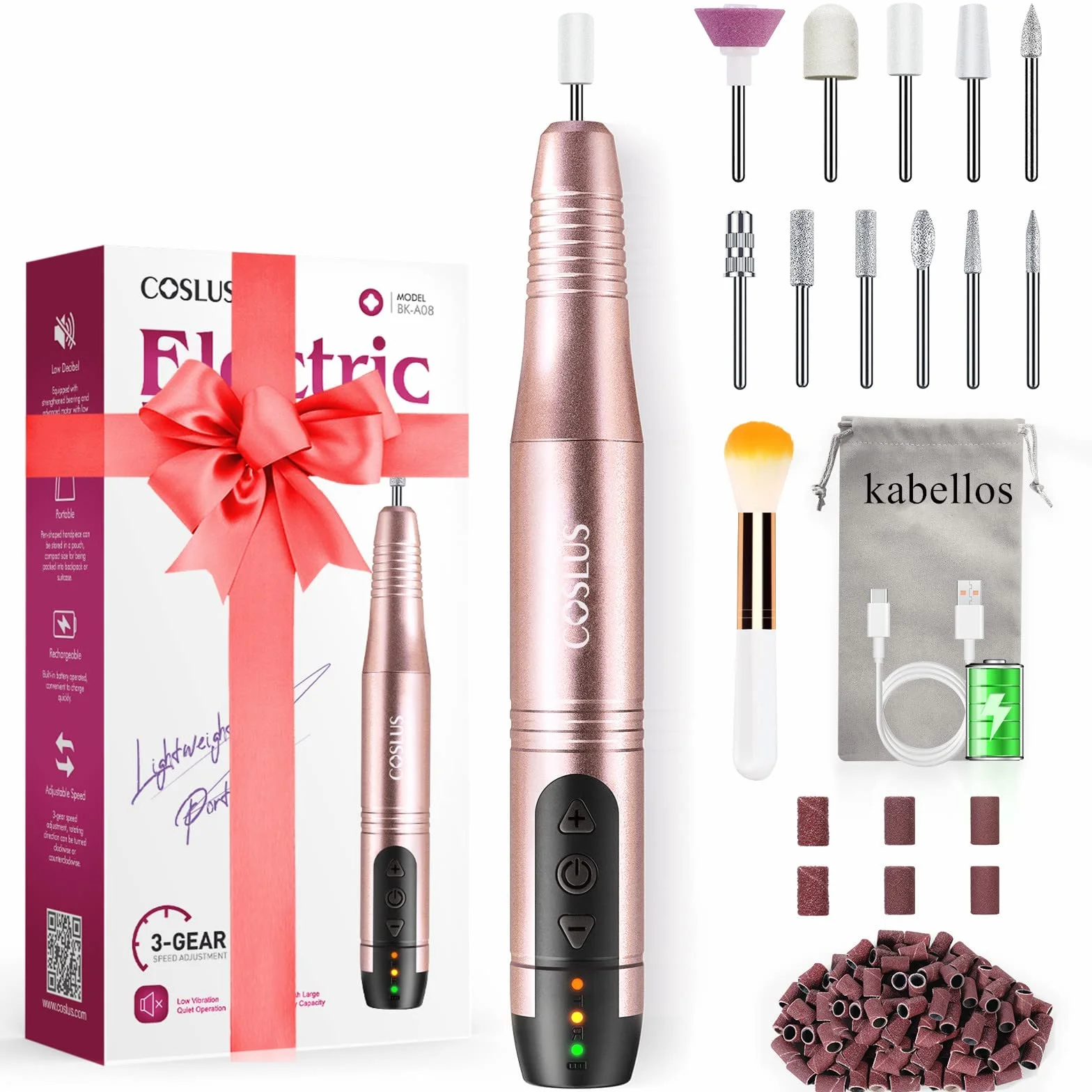 Bezprzewodowa frezarka do paznokci 11 w 1, zestaw do manicure i pedicure, elektryczny pilnik do paznokci żelowych i akrylowych
