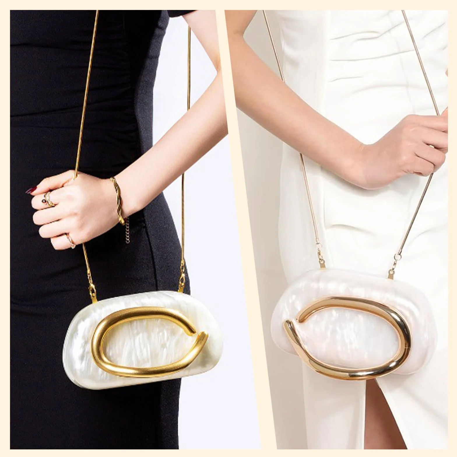 Elegancka kopertówka ze skóry PU dla kobiet – torba crossbody z metalowymi wypustkami – torba na ramię na wesele i specjalne okazje