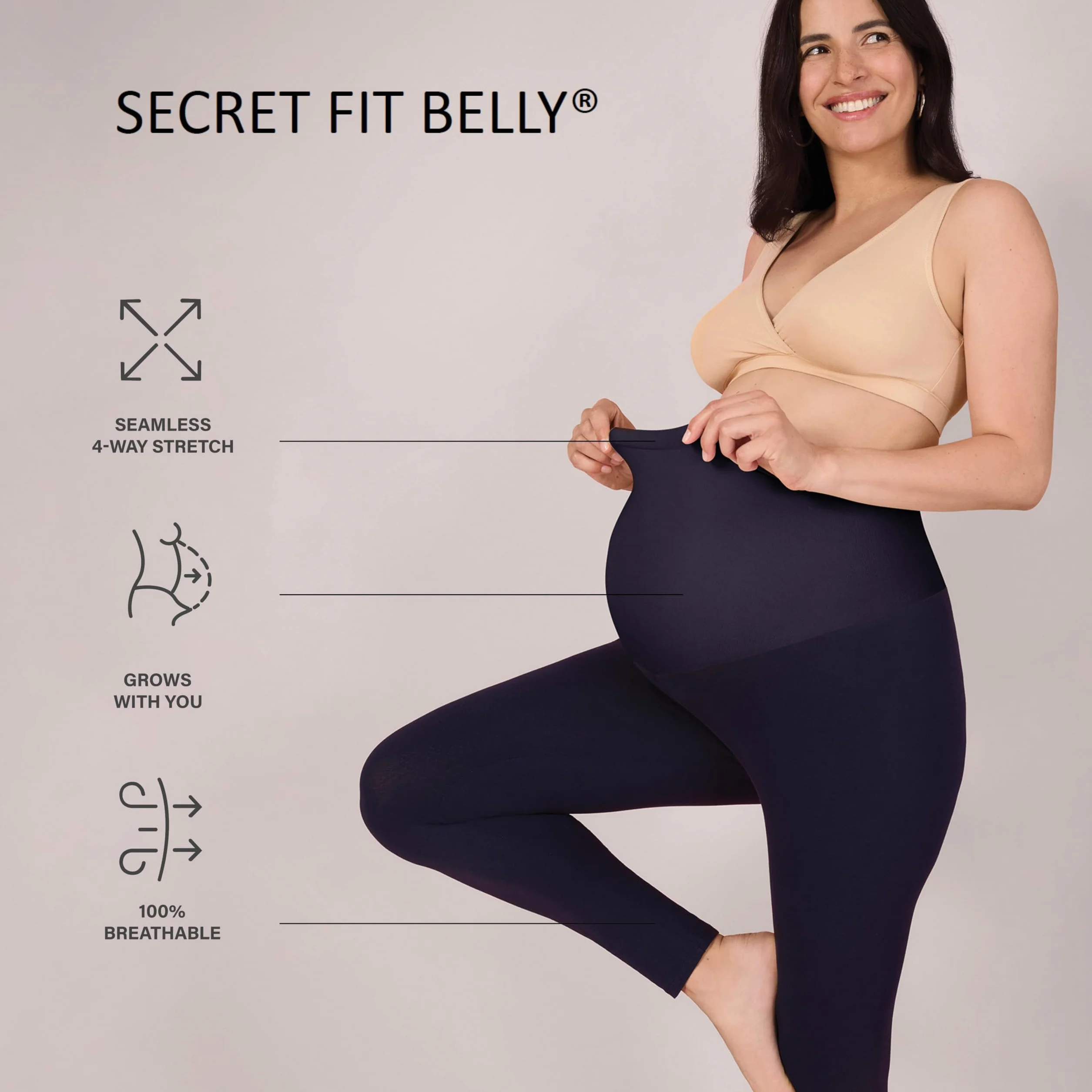 Motherhood Maternity Plus-size Full Length Secret Fit Belly Leggings - Leginsy Kobiety