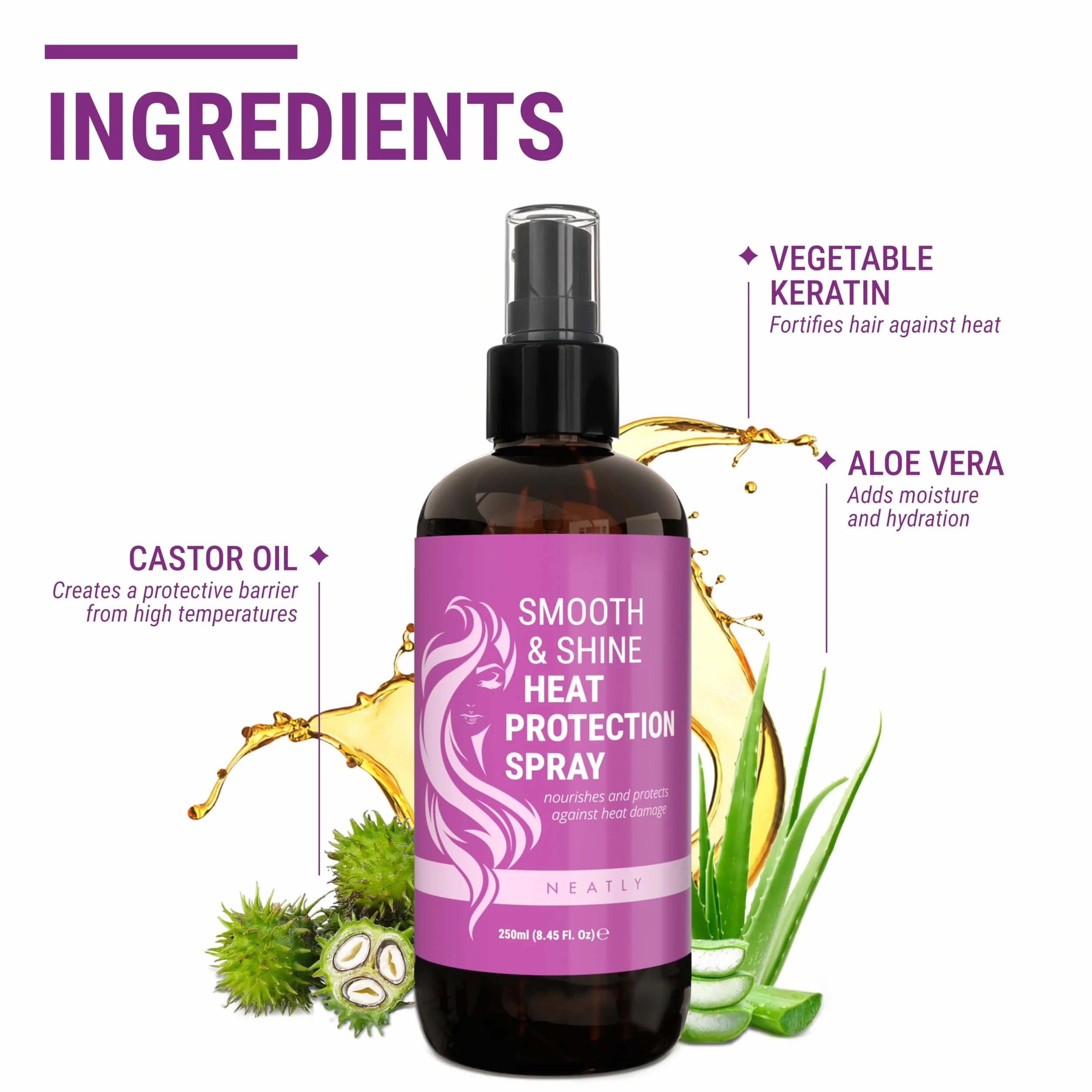 NEATLY Odżywczy spray termoochronny z aloesem 250ml Ochrona termiczna włosów