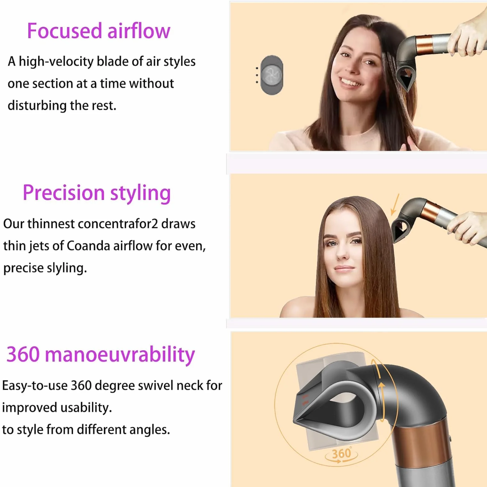 Precyzyjna dysza do stylizacji Dyson Airwrap HS01/HS05, koncentrator Blade Styling Concentrator, nakładka do stylizacji i suszenia