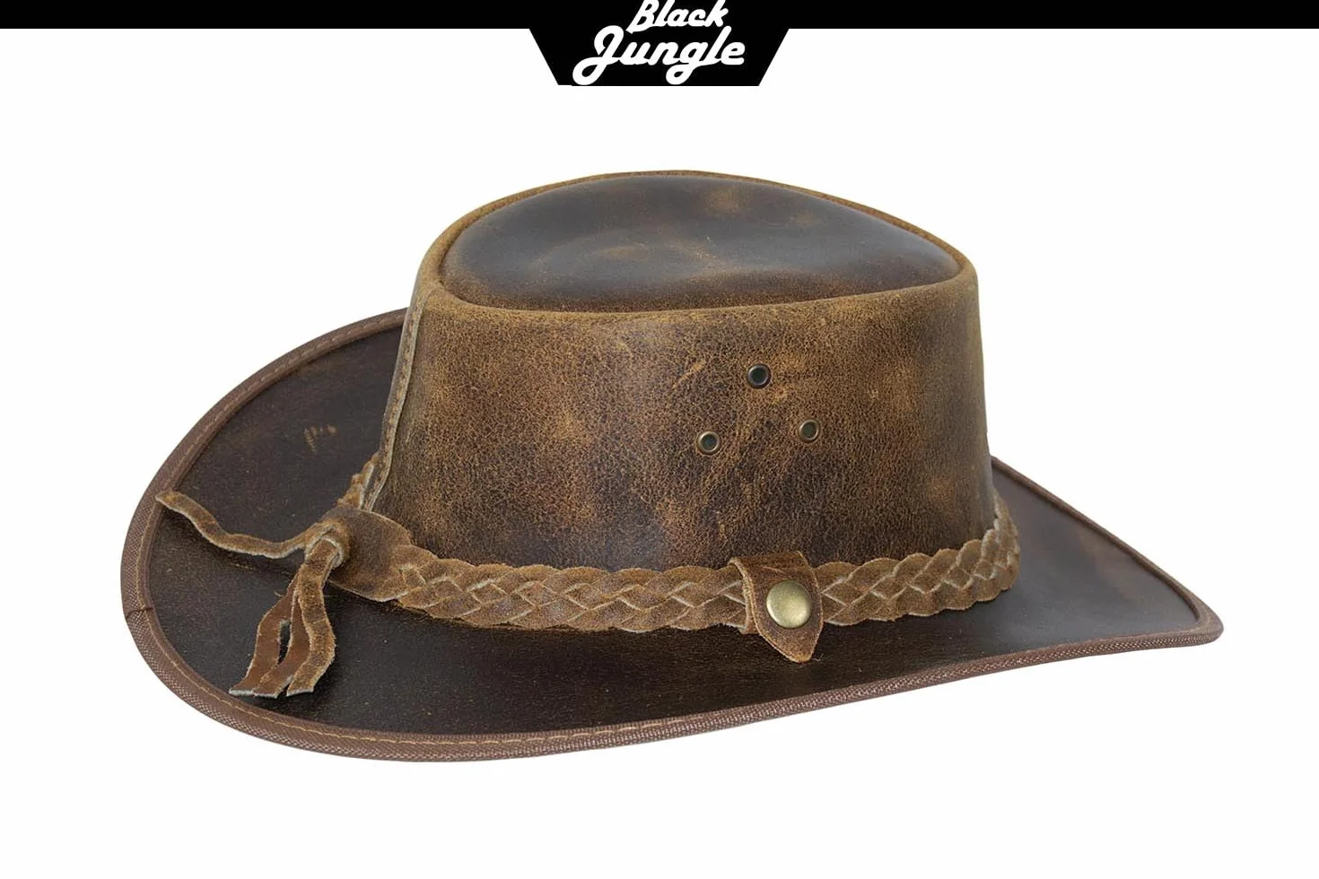 Black Jungle Skórzany kapelusz Bulat, kapelusz westernowy, kapelusz australijski, kapelusz kowbojski, Tan, XXL