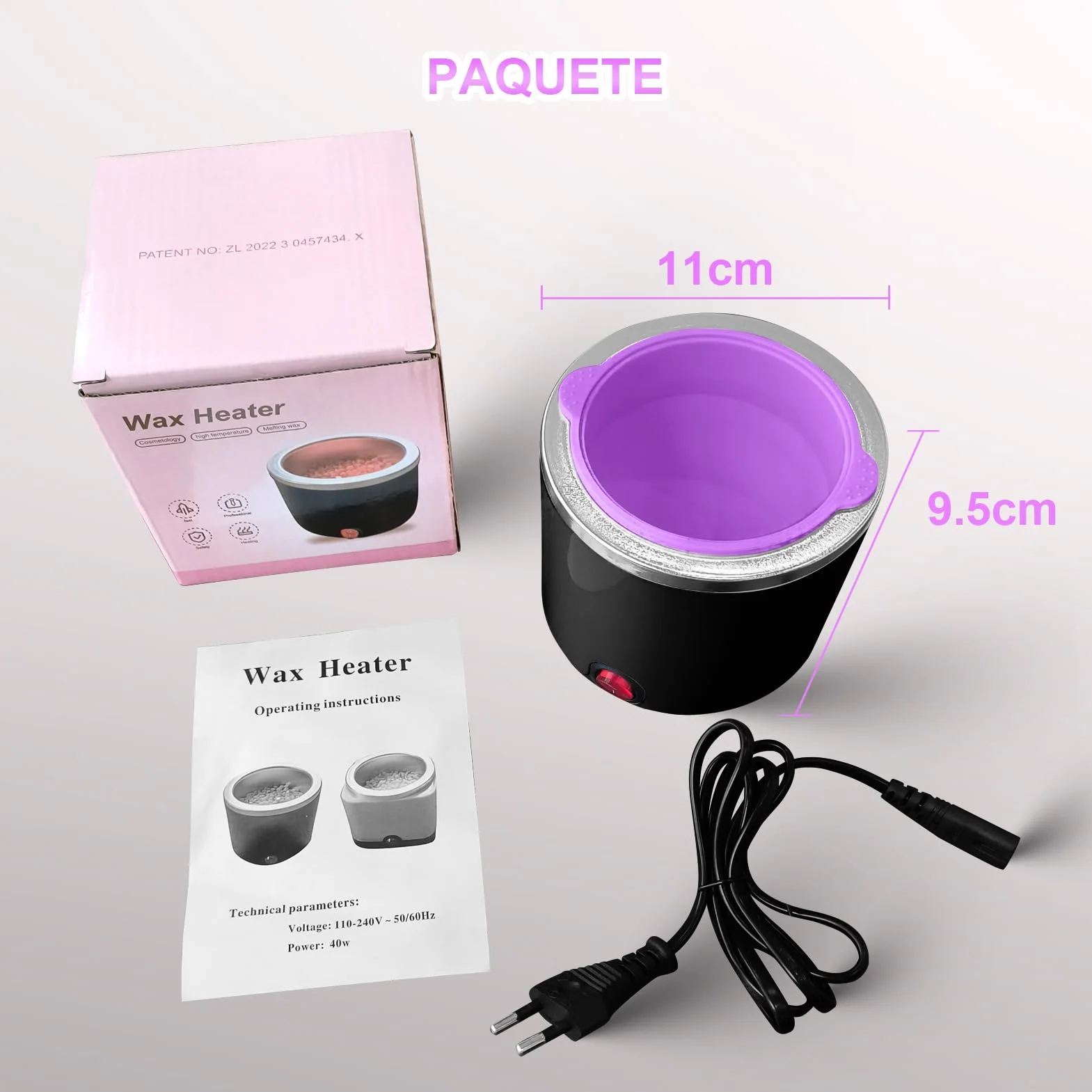 Lazy Lady Mini podgrzewacz do depilacji wosku, profesjonalny podgrzewacz wosku do depilacji z silikonowym słoikiem 200 ml, maszyna do depilacji wosku (okrągła, czarna)