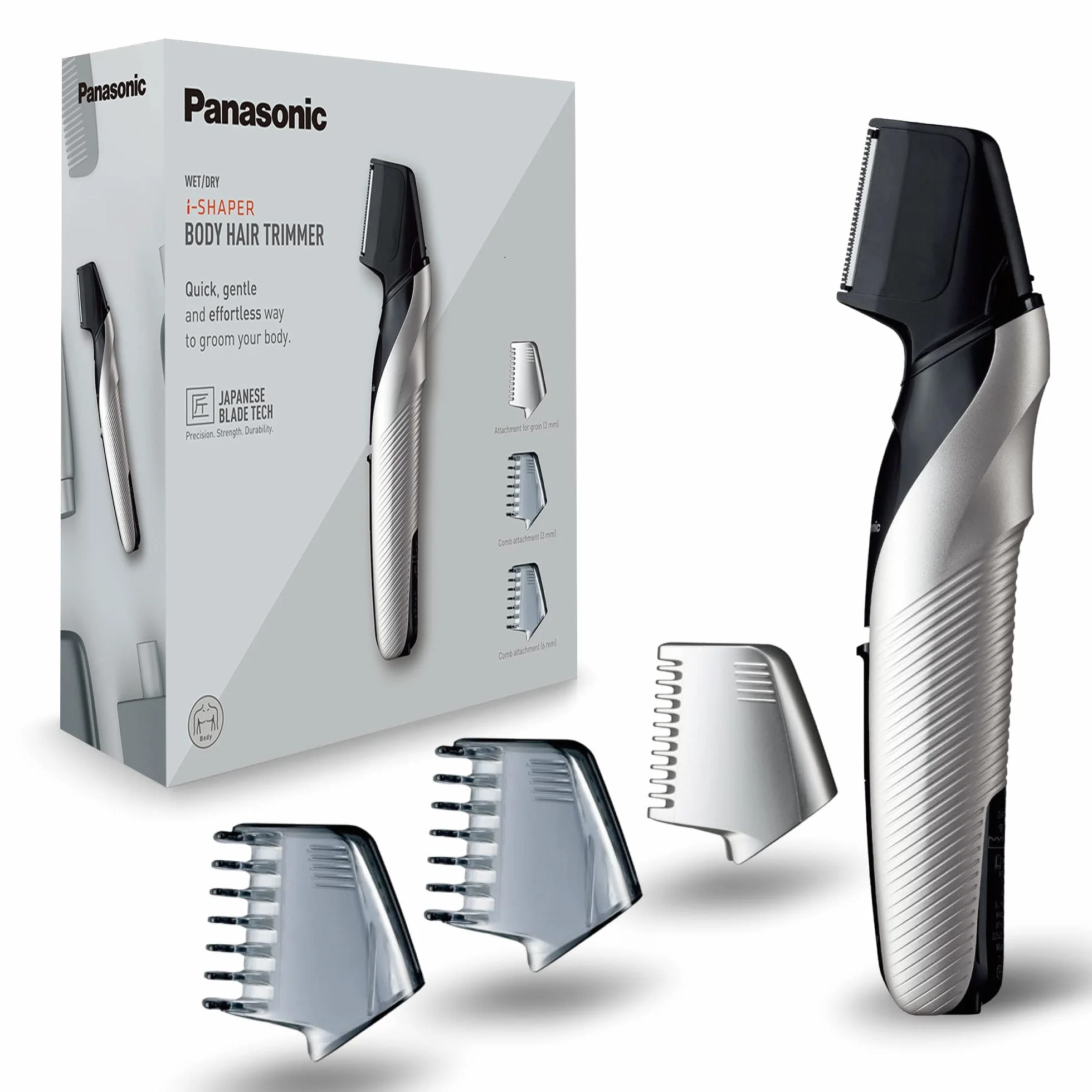 Panasonic Trymer do ciała ER-GK60 3 końcówki golarka elektryczna na mokro i sucho