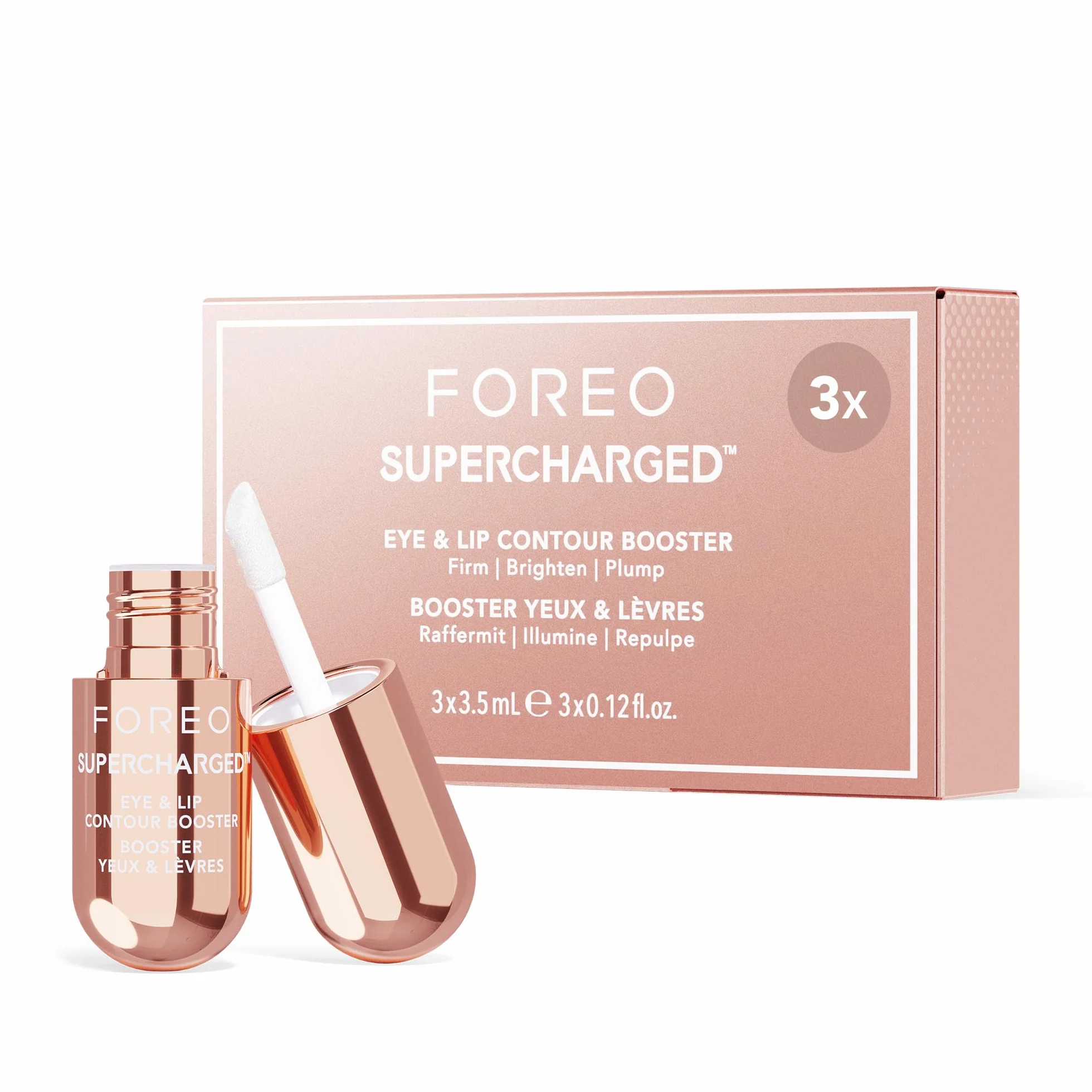 FOREO SUPERCHARGED serum wzmacniające kontur oczu i ust – przewodzący krem pod oczy – serum niacynamidowe – przeciw starzeniu – plumping ust i przeciw cienie pod oczami – praktyczny rozmiar – 3 x 3,5