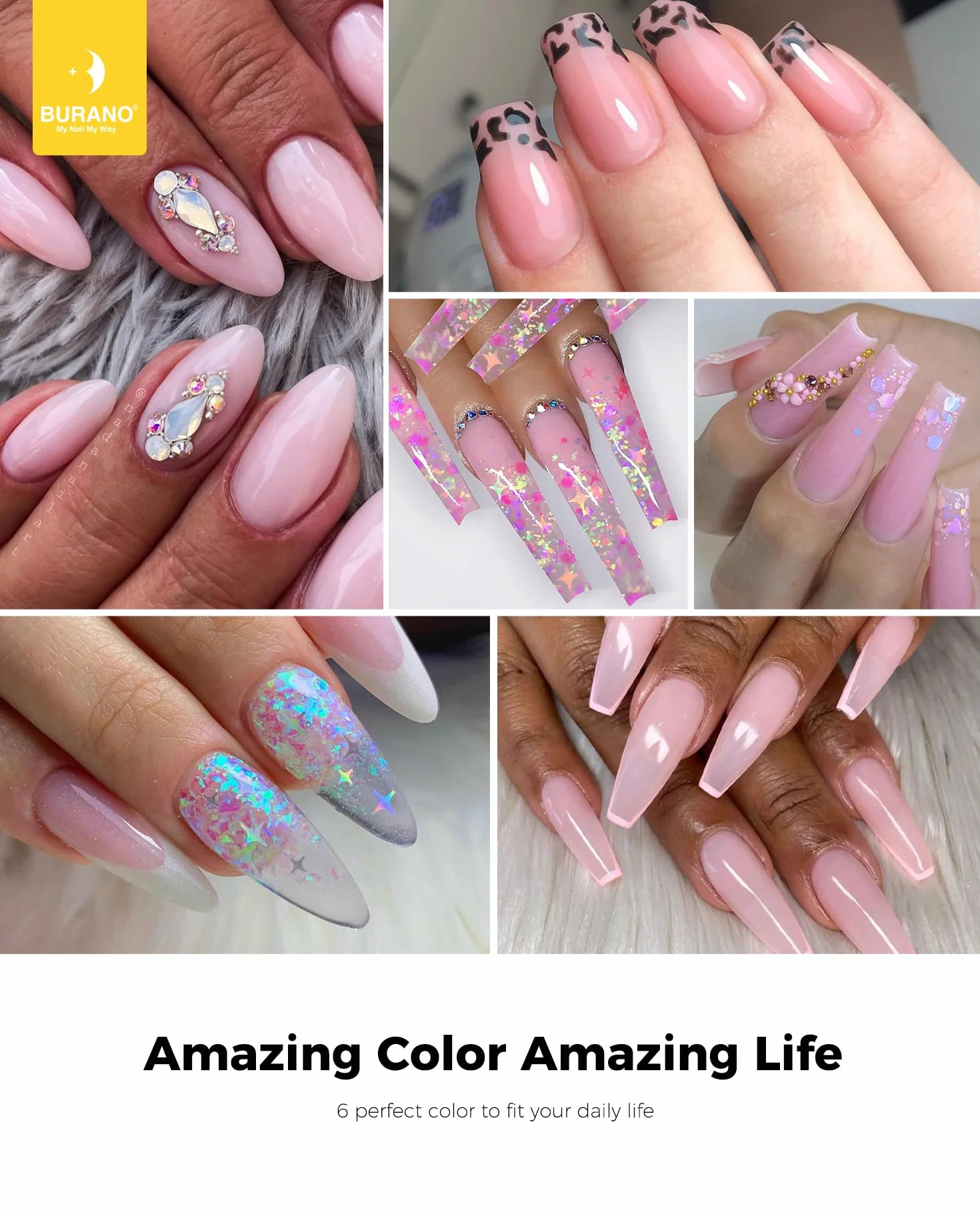 BURANO Poly Nail Gel Kit z UV LED Nail Lamp with Poly Nail Extension Gel Builder Przedłużający Żel Extension Kit Do Nail Salon Zestaw Prezentów dla Kobiet Różowy Nude 2