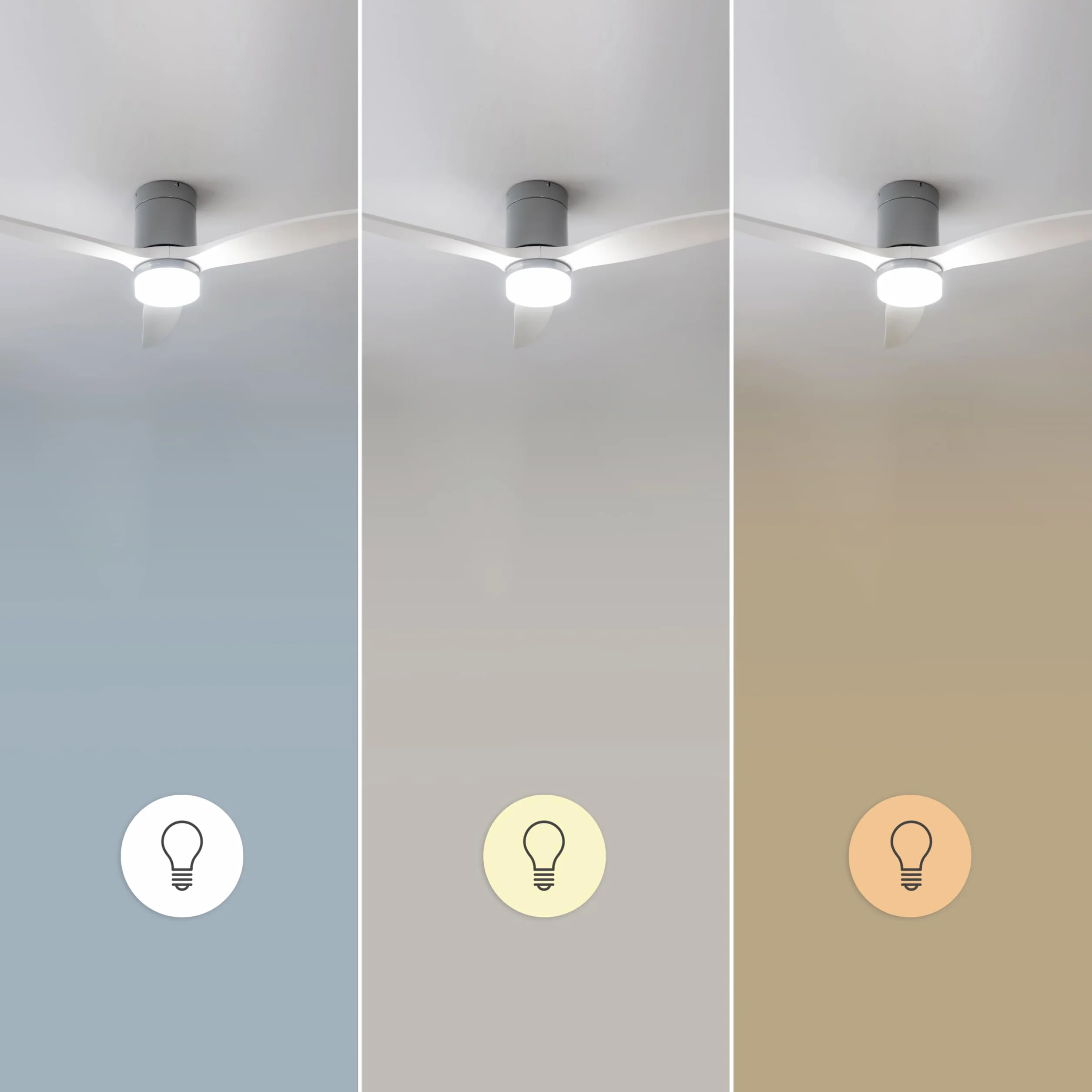 Cecotec - Wentylator sufitowy EnergySilence Aero 5600 Aqua IronWhite - 40 W i 52", Wi-Fi, pilot, stopień ochrony IP44, światło, 6 prędkości, 3 łopatki, tryb zima-lato, timer 8h