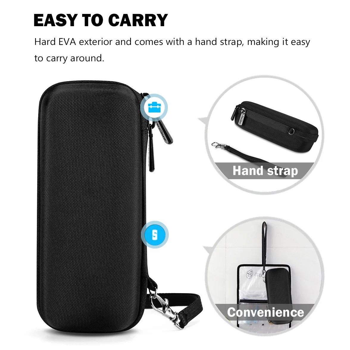 ProCase Eva twarde etui do przechowywania w podróży, torba ochronna do Philips Norelco OneBlade, męska hybrydowa elektryczna trymer i golarka, z paskiem mocującym, czarna