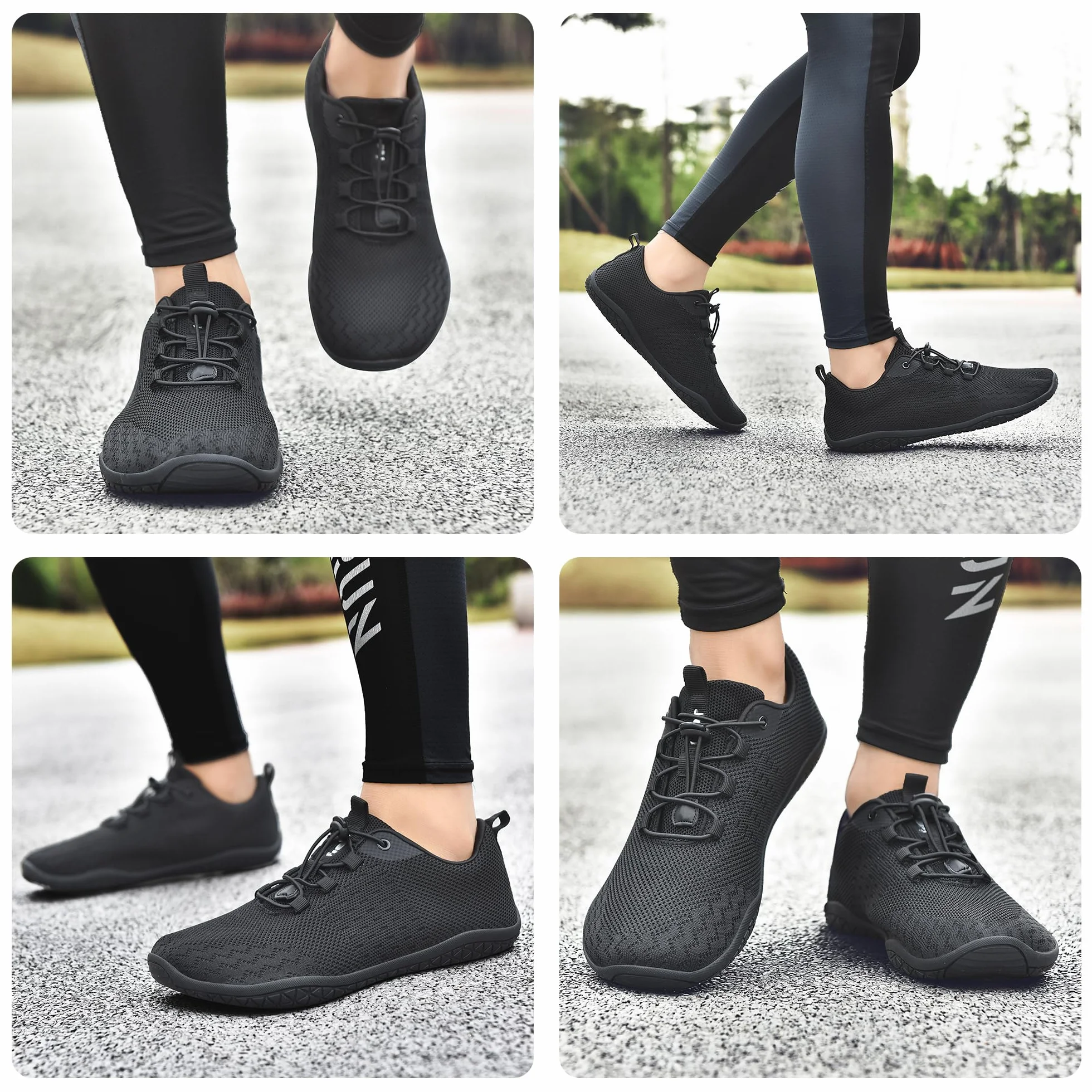 Geweo Buty Barefoot Mężczyźni Kobiety Lato Barefoot Shoes Szeroką Skrzynką na Palce Lato Oddychające Buty do Biegania Buty do Treningu Lekkie Wygodne Buty Fitness Sneaker Unisex Czarny 45EU