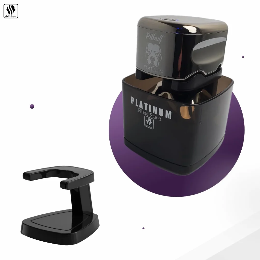 Stojak Platinum Rinse Skull Shaver do golarek elektrycznych Pitbull Butterfly Kiss Palm czarny