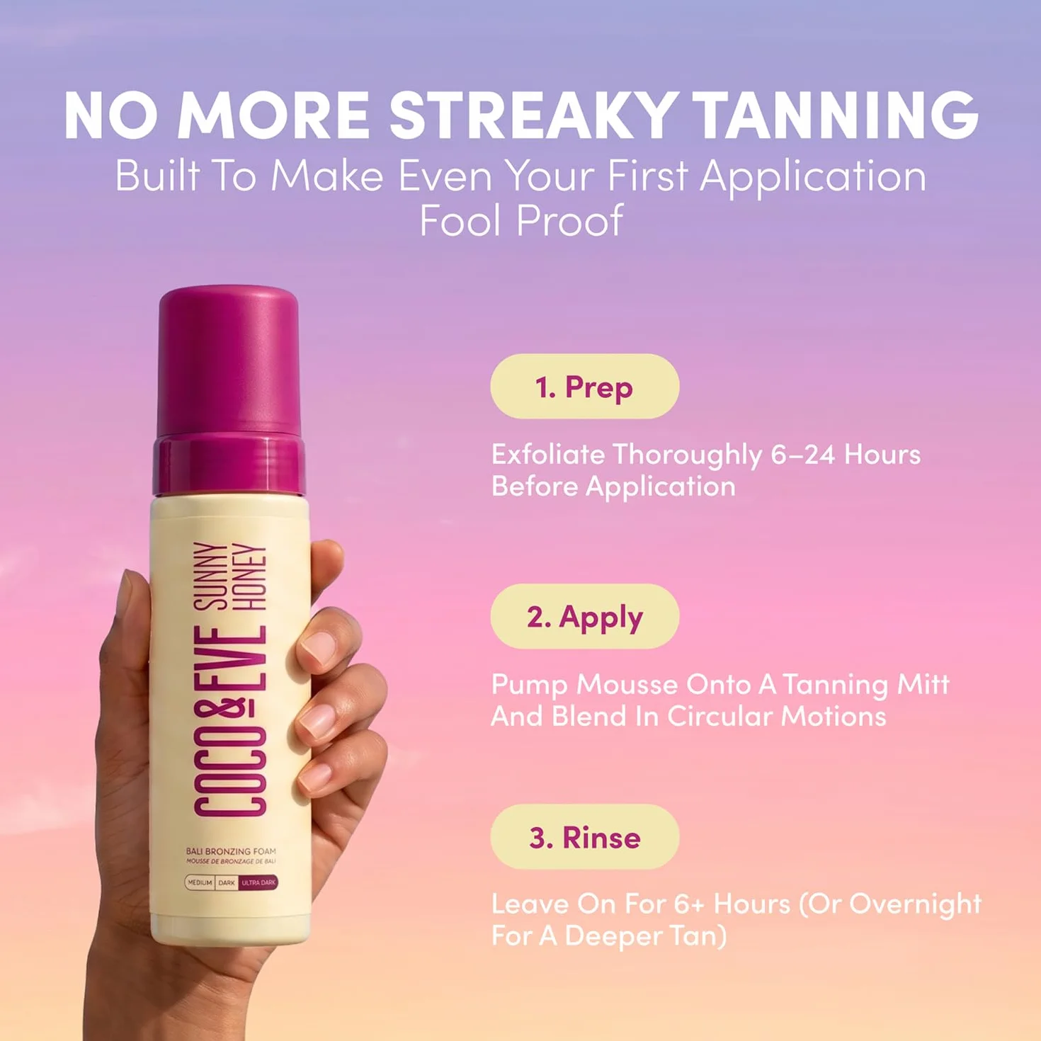 Coco & Eve Sunny Honey Samoopalacz w piance mus ultra ciemny naturalna opalenizna nawilżająca antycellulitowa