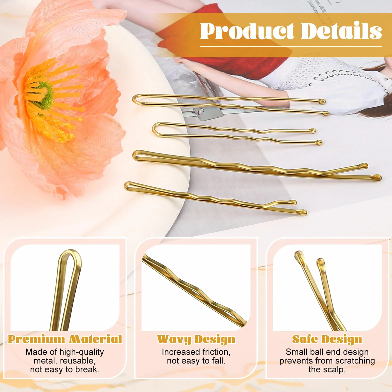 985 sztuk spinek do włosów Bobby Pins, 5-7 cm, złote spinki do włosów, francuskie spinki do włosów dla kobiet, dziewcząt, zestaw gumek do włosów z pudełkiem do przechowywania