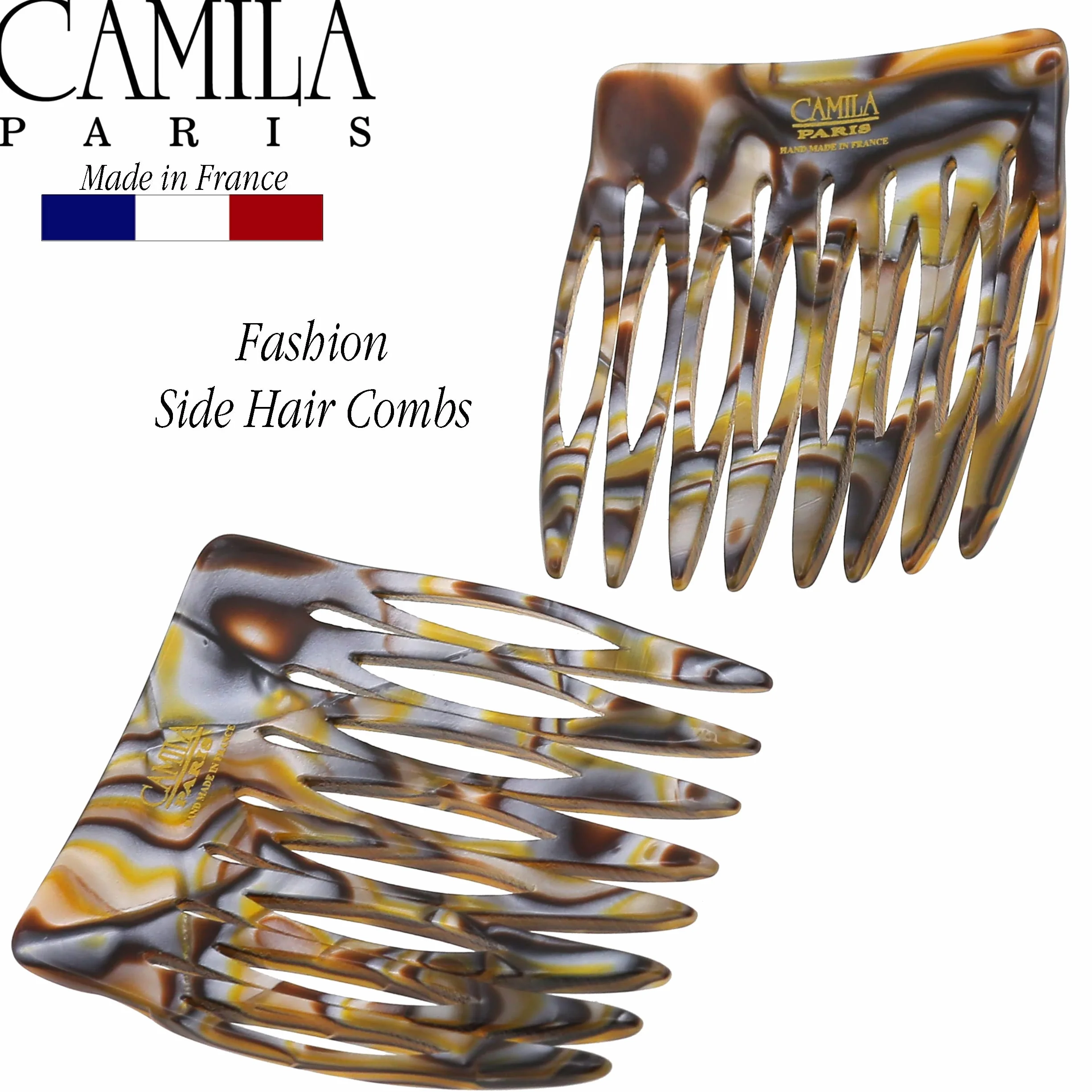 Camila Paris Ręcznie wykonany francuski grzebień boczny, mały, zaokrąglony onyks, mocny chwyt, spinki do włosów dla kobiet, antypoślizgowe i trwałe, stylizacja, akcesoria do włosów dla dziewcząt,