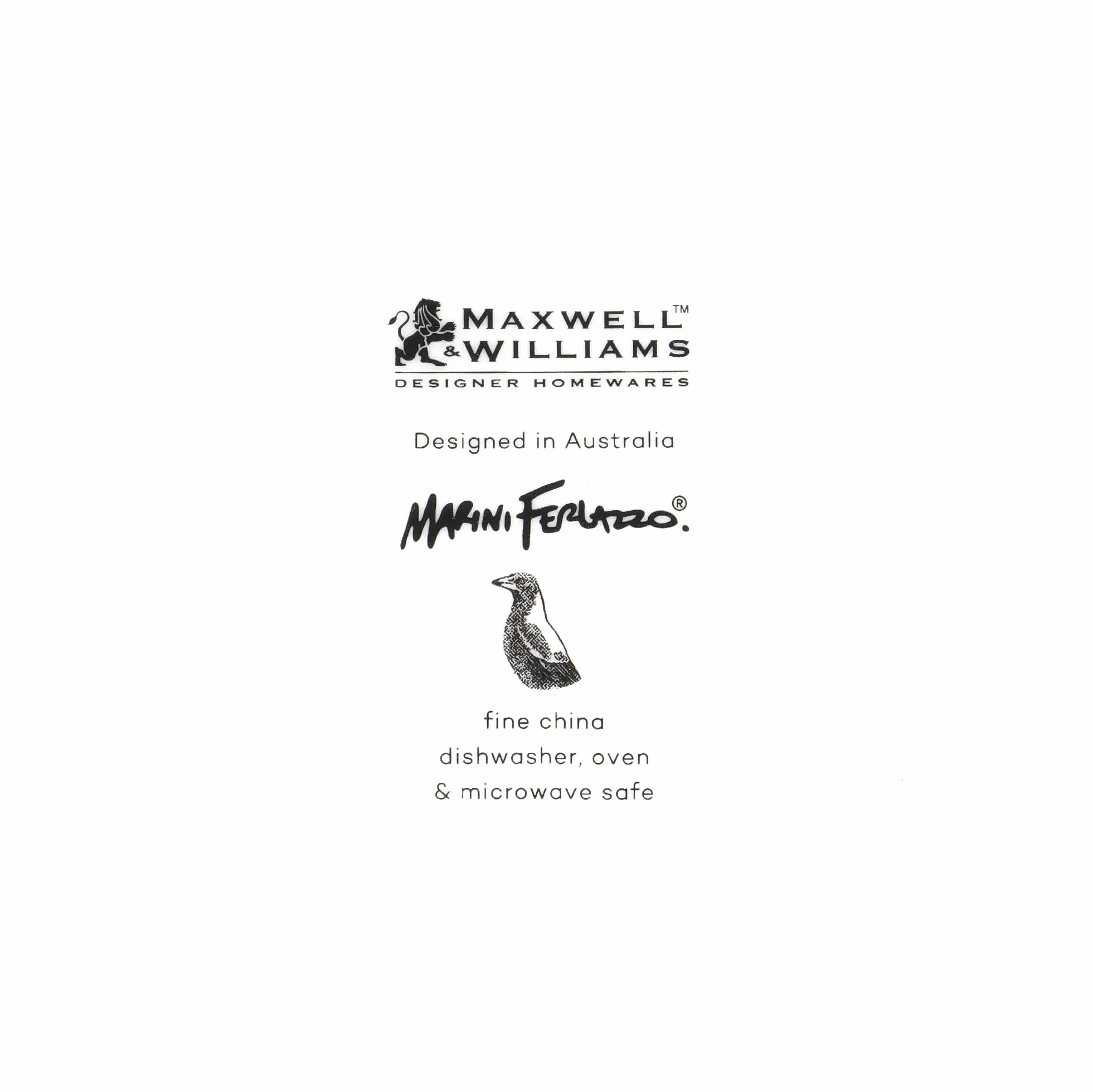 Maxwell & Williams Marini Ferlazzo Birds Dekoracyjna płyta boczna z australijskim wzorem sroki, pudełko na prezent, delikatna porcelana, biała, 20 cm