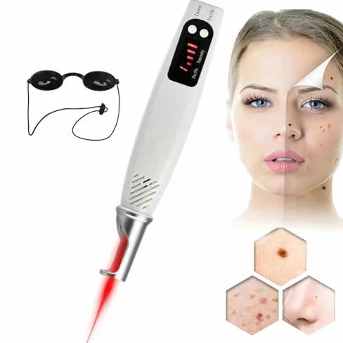 Maszyna do usuwania tatuaży, pikosekundowy długopis laserowy do usuwania pigmentu, blizn, kretów, piegów, ciemnych plam i znaczników skórnych z okularami ochronnymi