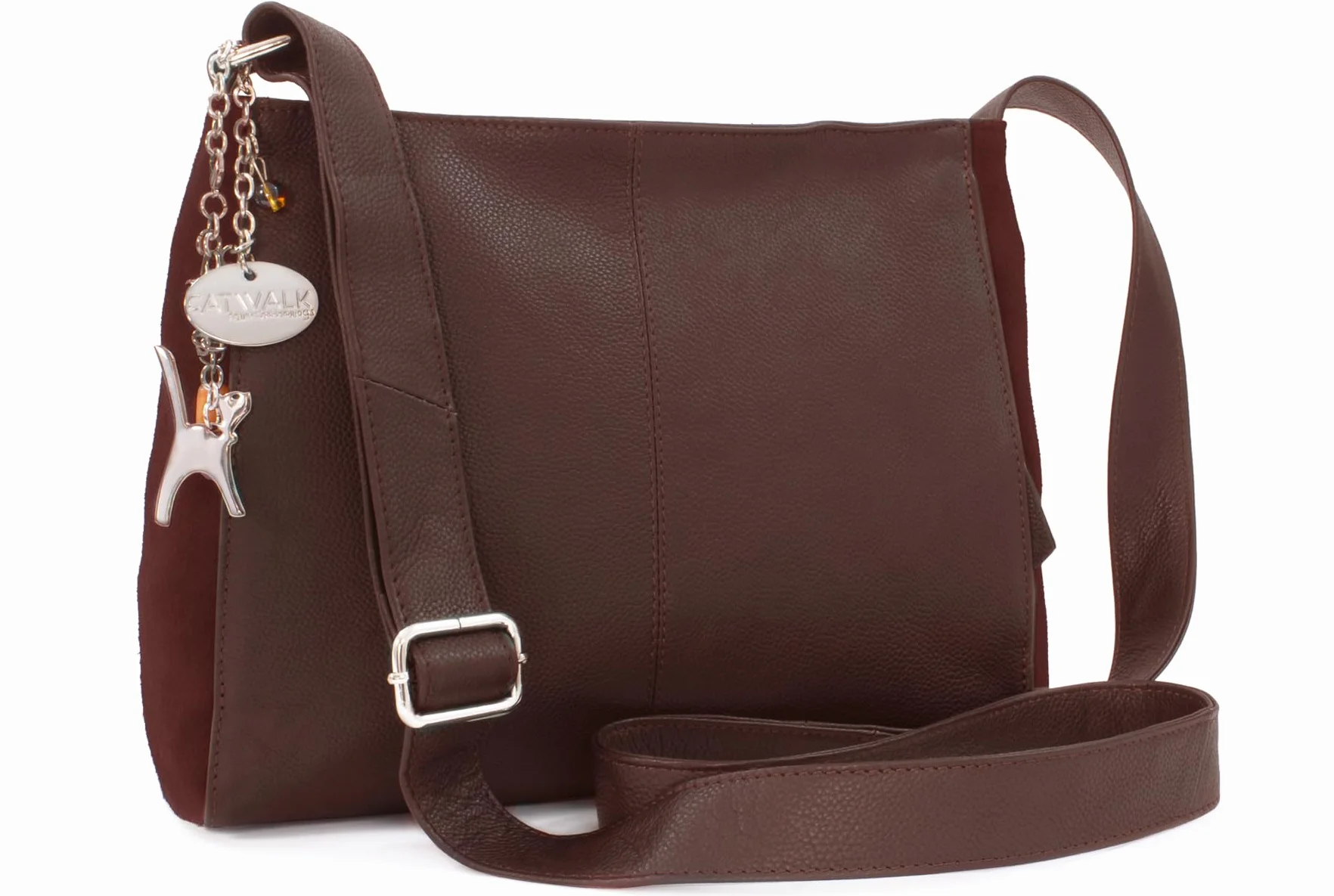 Catwalk Collection Handbags - Torebka Crossbody dla Kobiet - Damska Średnia Torba na Ramię - Regulowany Pasek - Skóra i Zamsz - Charlotte