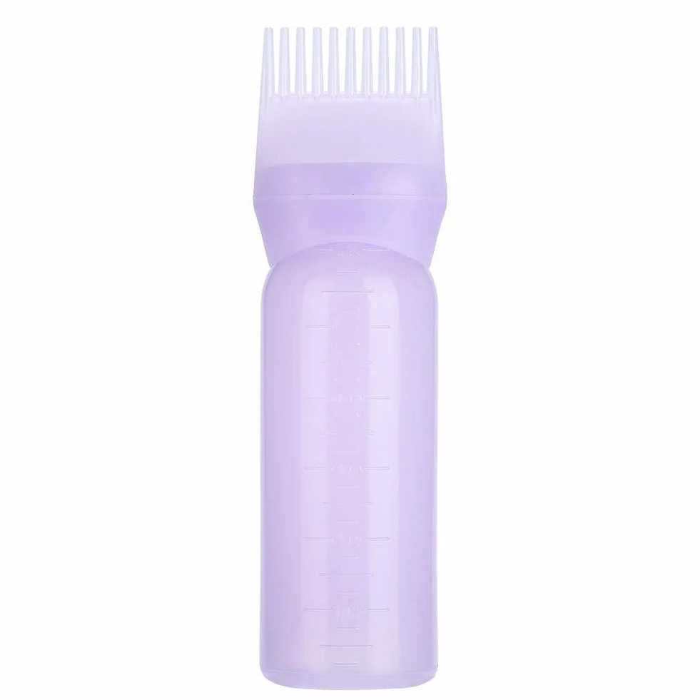 3 Colours Hair Dye Brush Bottle Shampoo Bottle Oil Colouring Dispenser Applicator Brush Tip Tools o pojemności 120 ml do farbowania włosów (fioletowy)