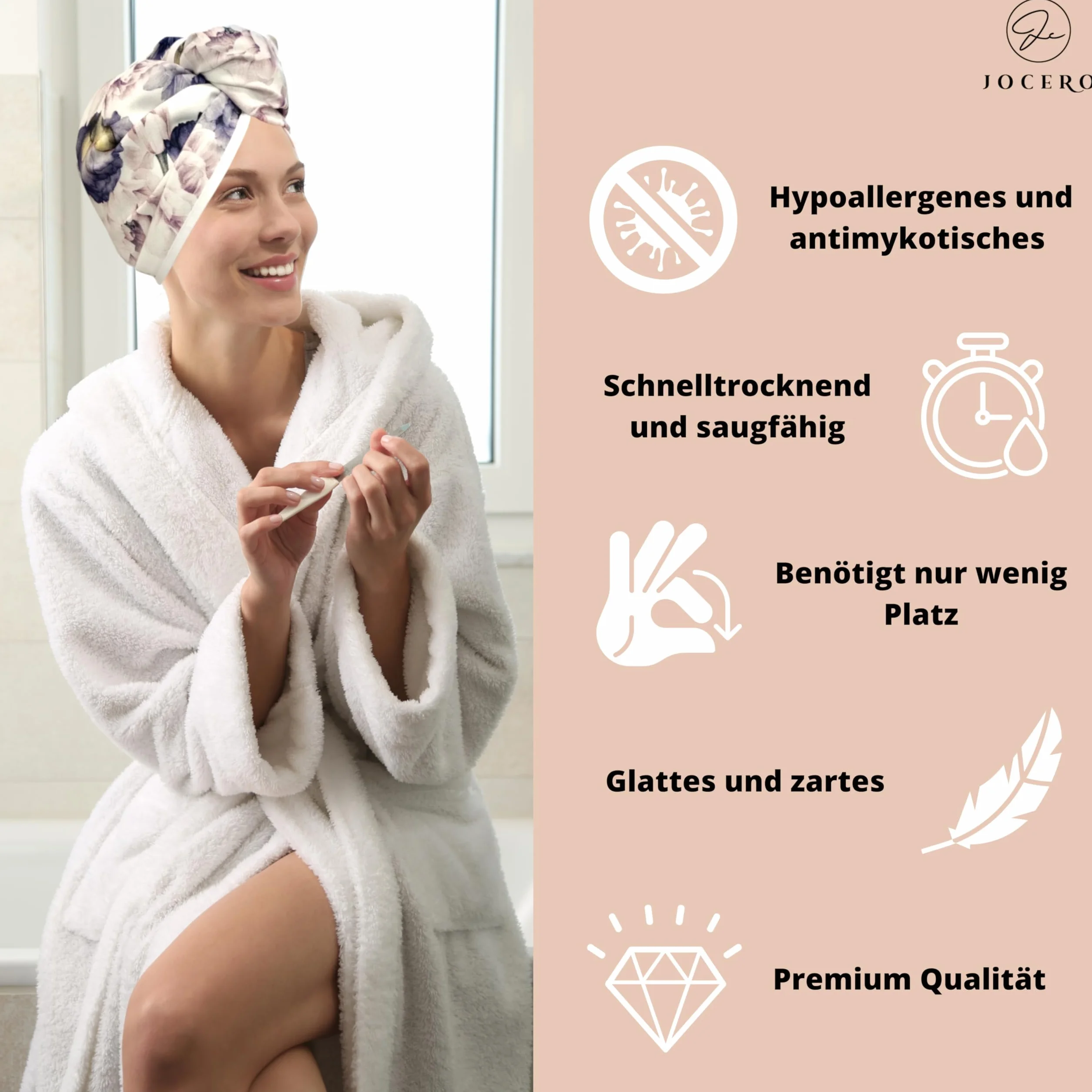 bambusowy turban do włosów z guzikiem - turban do każdego rodzaju włosów - szybkoschnący ręcznik do włosów - ręcznie robiony ręcznik do włosów z gumką