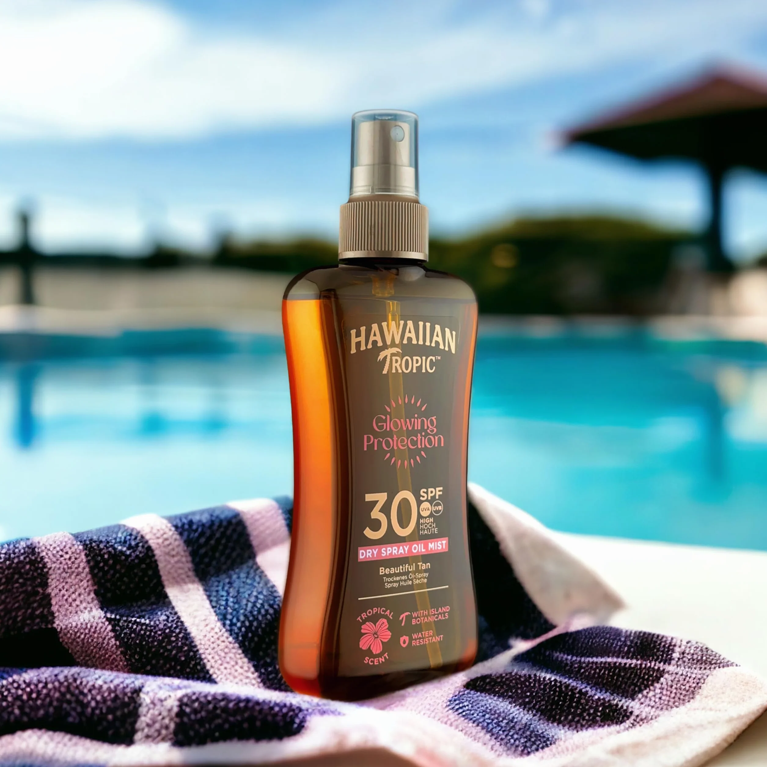 Hawaiian Tropic Protective Dry Spray Oil - Olej do opalania w sprayu z zapachem kokosowym i olejkiem arganowym, wysoka ochrona - SPF 30 - Format: 200 ml