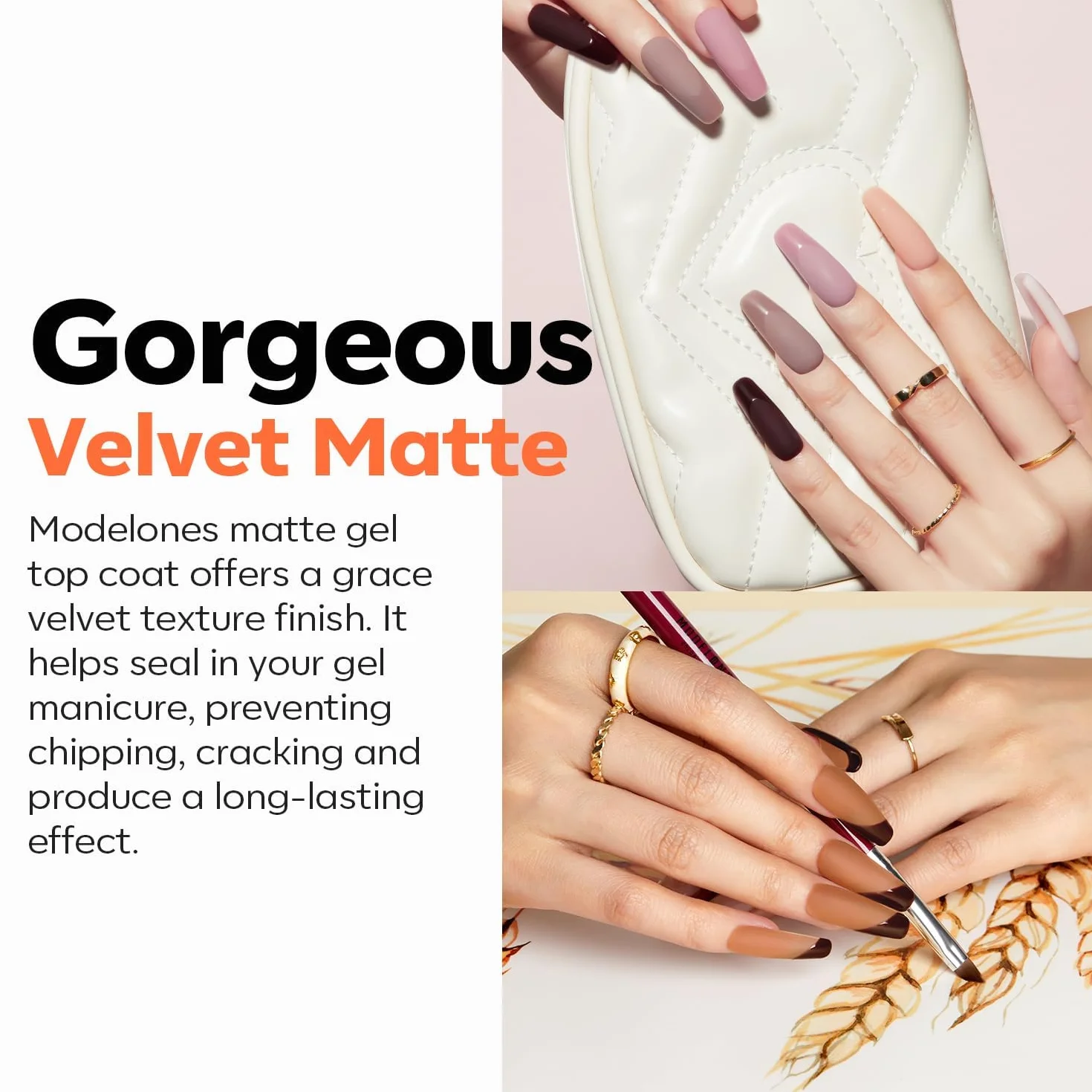 Modelones Base i Top Coat Gel UV lakier do paznokci zestaw 3 x 10 ml No Wipe Soak Off lakier podkładowy i wierzchni z matowym Top Coat