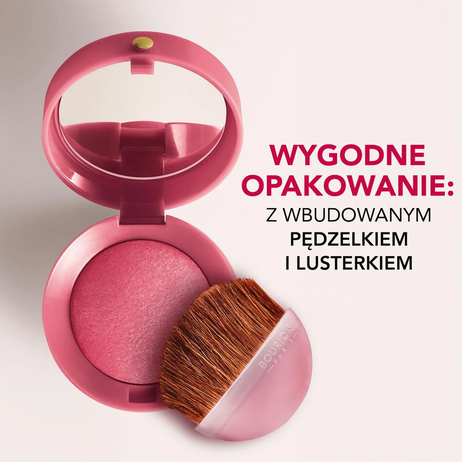Bourjois Little Round Pot trwały róż do policzków z lusterkiem i pędzelkiem nr 34 Rose d'Or, 2,5g