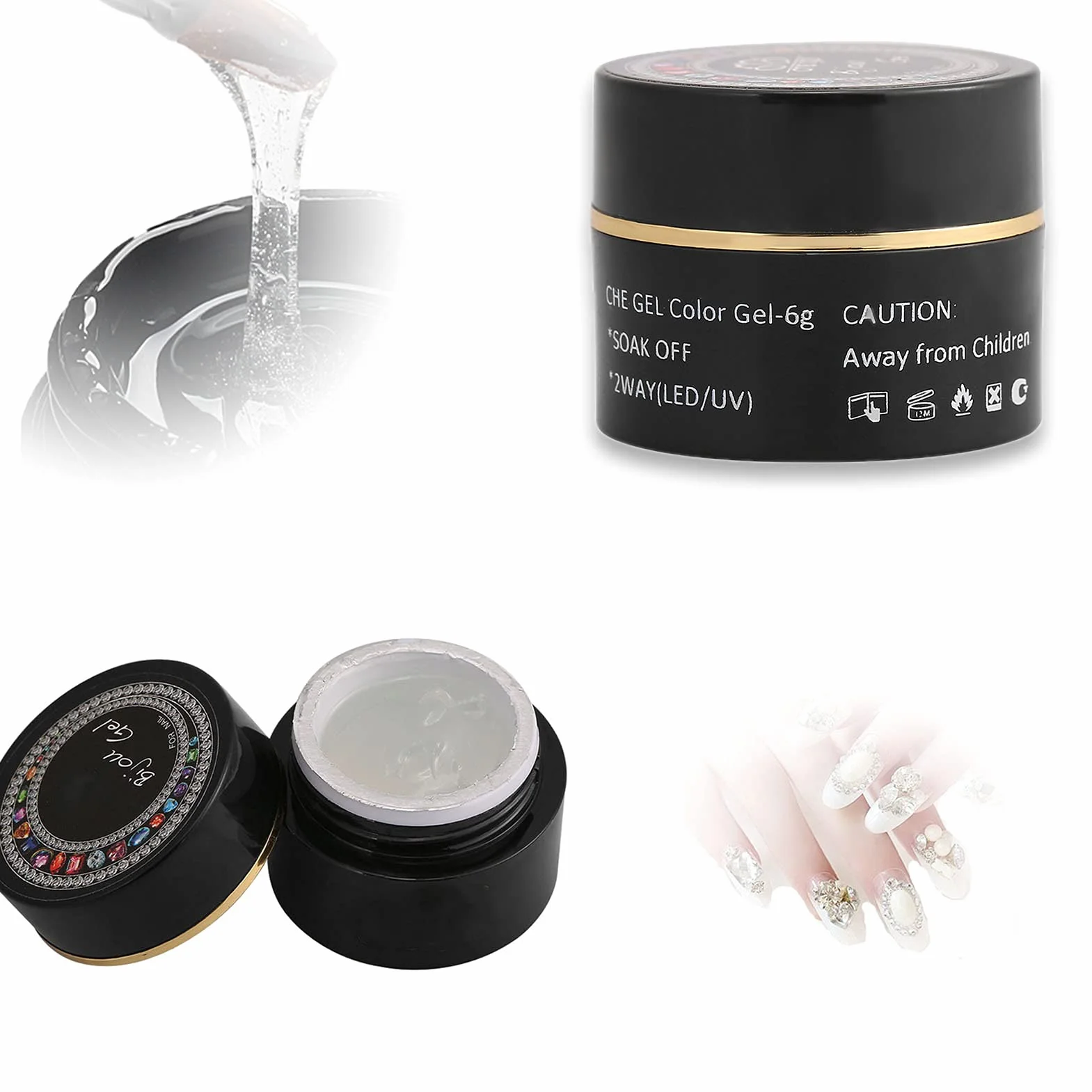 Żel UV Builder, Bling Nail Tools Akcesoria Rhinestone Dekoracje Gruby klej Profesjonalne Rewolucyjne dla Art Manicure Porady Nails Builder Modeling Transparent