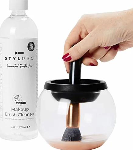 STYLPRO Płyn do czyszczenia pędzli do makijażu (2 x butelki 500 ml), płyn do czyszczenia pędzli do makijażu do użytku z naszą nagradzaną maszyną do czyszczenia pędzli do makijażu i suszarką, czyści