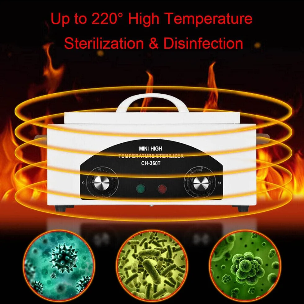 Sterylizator gorącego powietrza, 300 W, sterylizator w wysokiej temperaturze, 220°C, sterylizator do paznokci, dezynfekcja paznokci, autoklaw z timerem, do kosmetyków, manicure, salonu fryzjerskiego,
