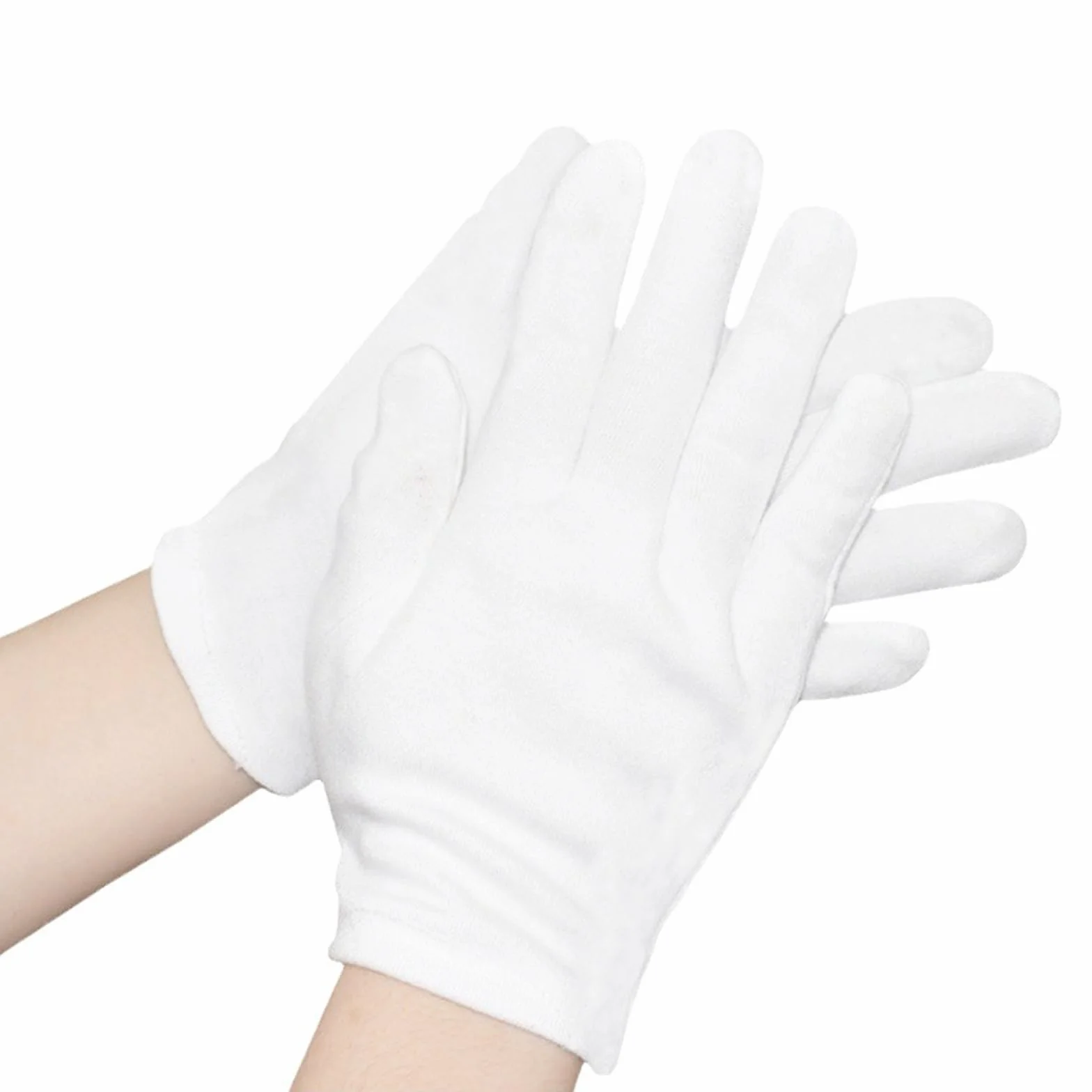 Bawełniane Rękawiczki Nawilżające do Suchych Rąk Cosmetic Eczema - Elastyczne, Białe, Materiałowe, 3 Pary, Rozmiar L