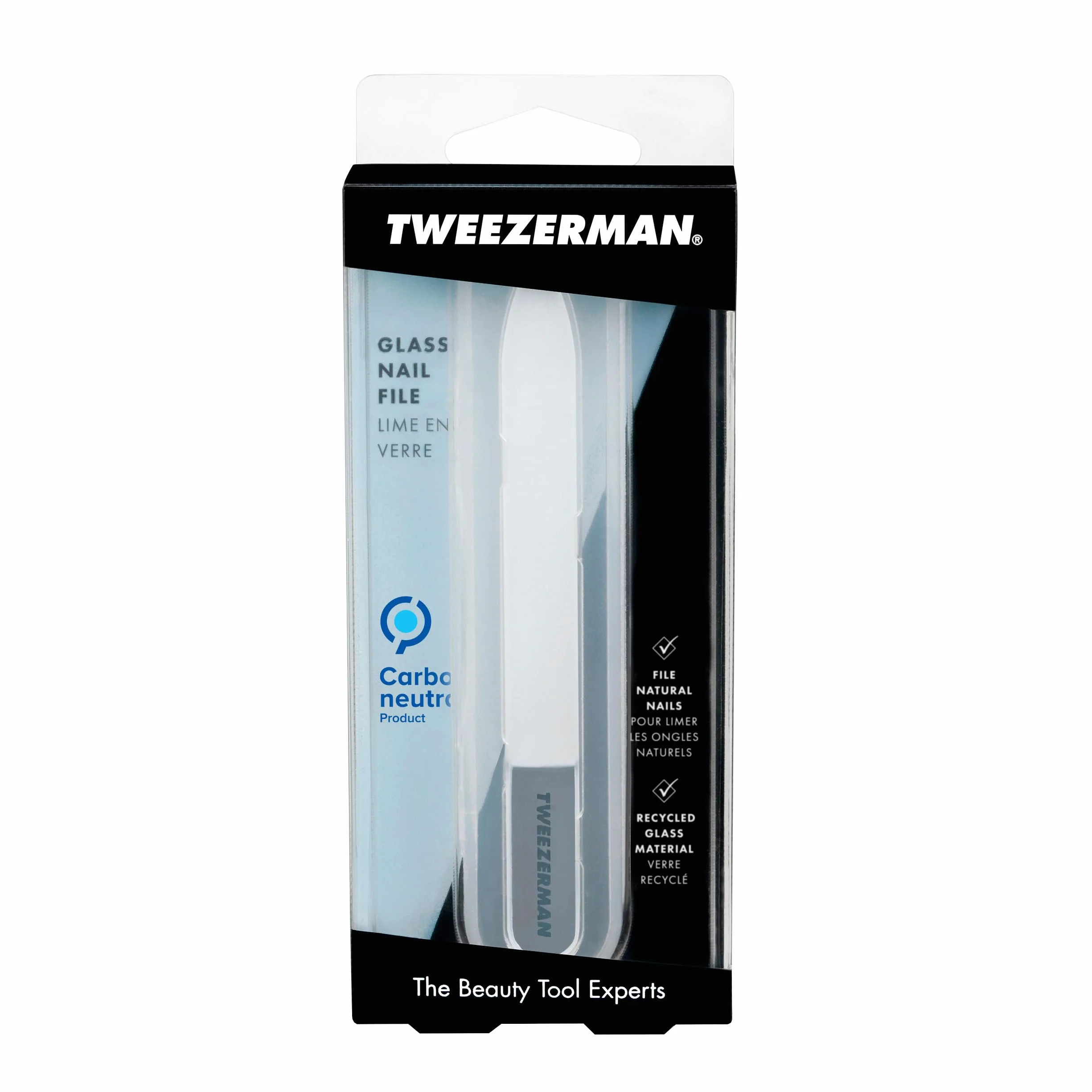 TWEEZERMAN Szklony pilnik i buffer do paznokci (dwustronny, piłuje, wygładza i poleruje paznokcie, zmywalny, z etui, szkło hartowane)