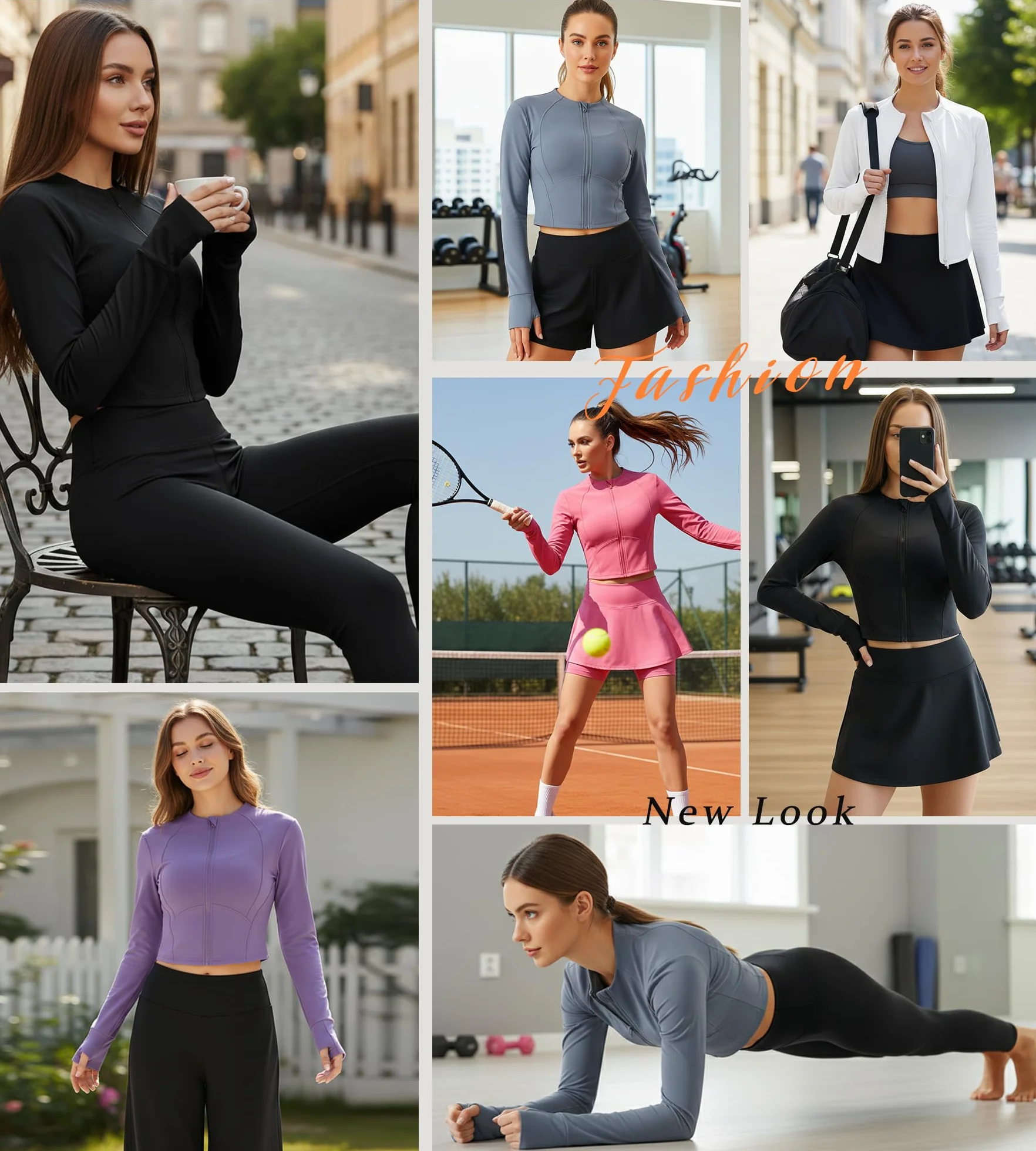 Damska kurtka sportowa z długim rękawem Kurtka do biegania Topy Fitness Koszulka do jogi Gym Jogging Oddychająca bluza treningowa z zamkiem błyskawicznym otwory na kciuki