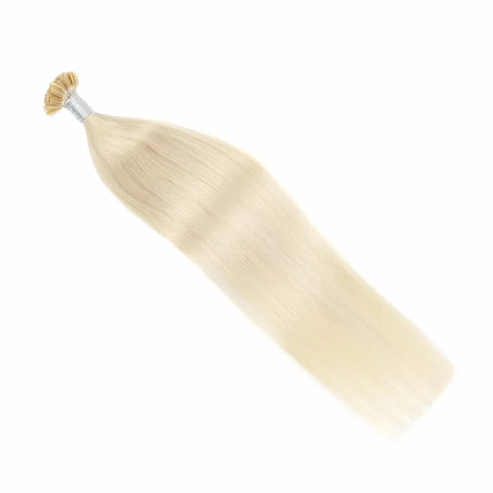 Przedłużanie Włosów Keratyna Remy 40 cm U Tip Human Hair Extensions Pre Bonded 50g #60 Platynowy Blond