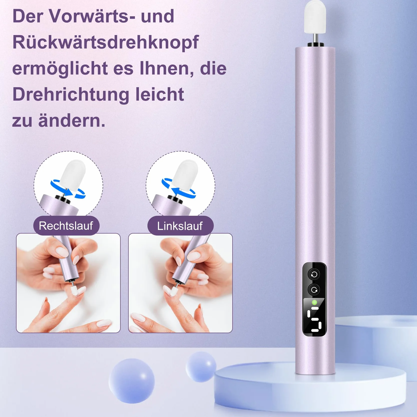 Bezprzewodowa frezarka do paznokci żelowych, 25 000 obr./min, elektryczny pilnik do paznokci, 6 stopni prędkości, regulowany profesjonalny zestaw do manicure i pedicure, do domu i studia