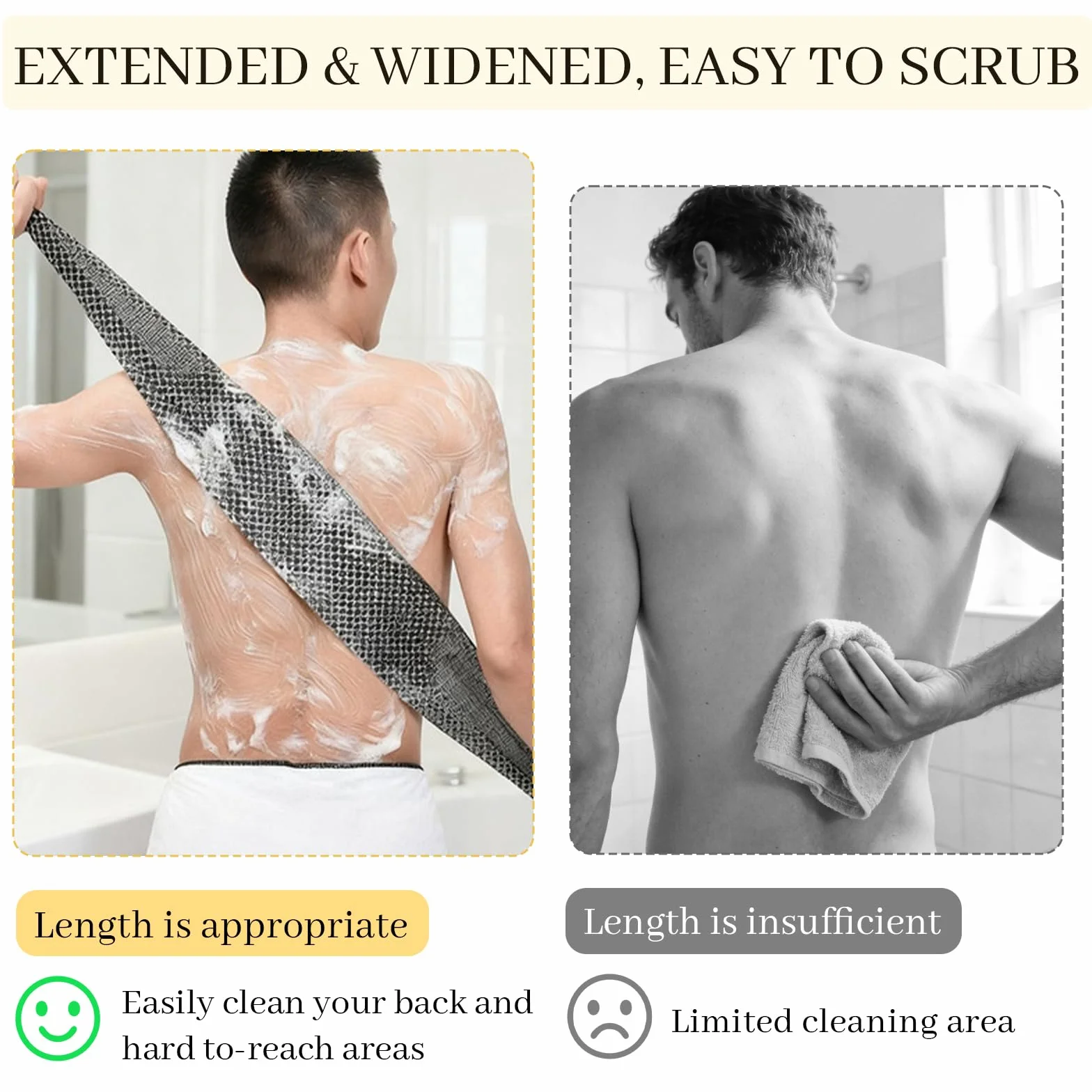 blissal złuszczający się ręcznik pod prysznic, antybakteryjny, peeling, ręcznik pod prysznic, 47" do ciała peeling, gąbka do mycia ciała dla mężczyzn i kobiet