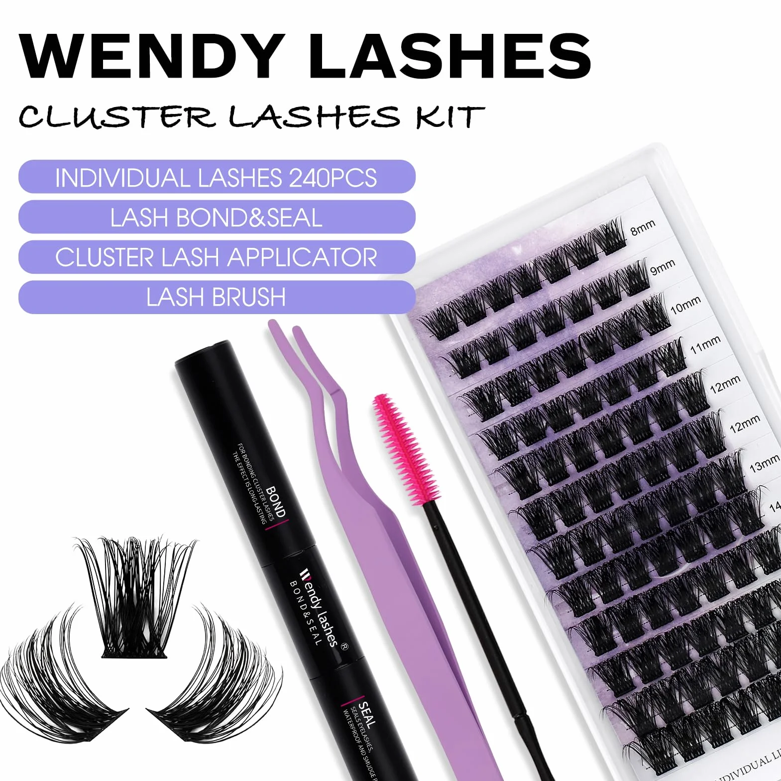 lashes Bond and Seal DIY C3 Cluster Lashes D Curl 8-16mm