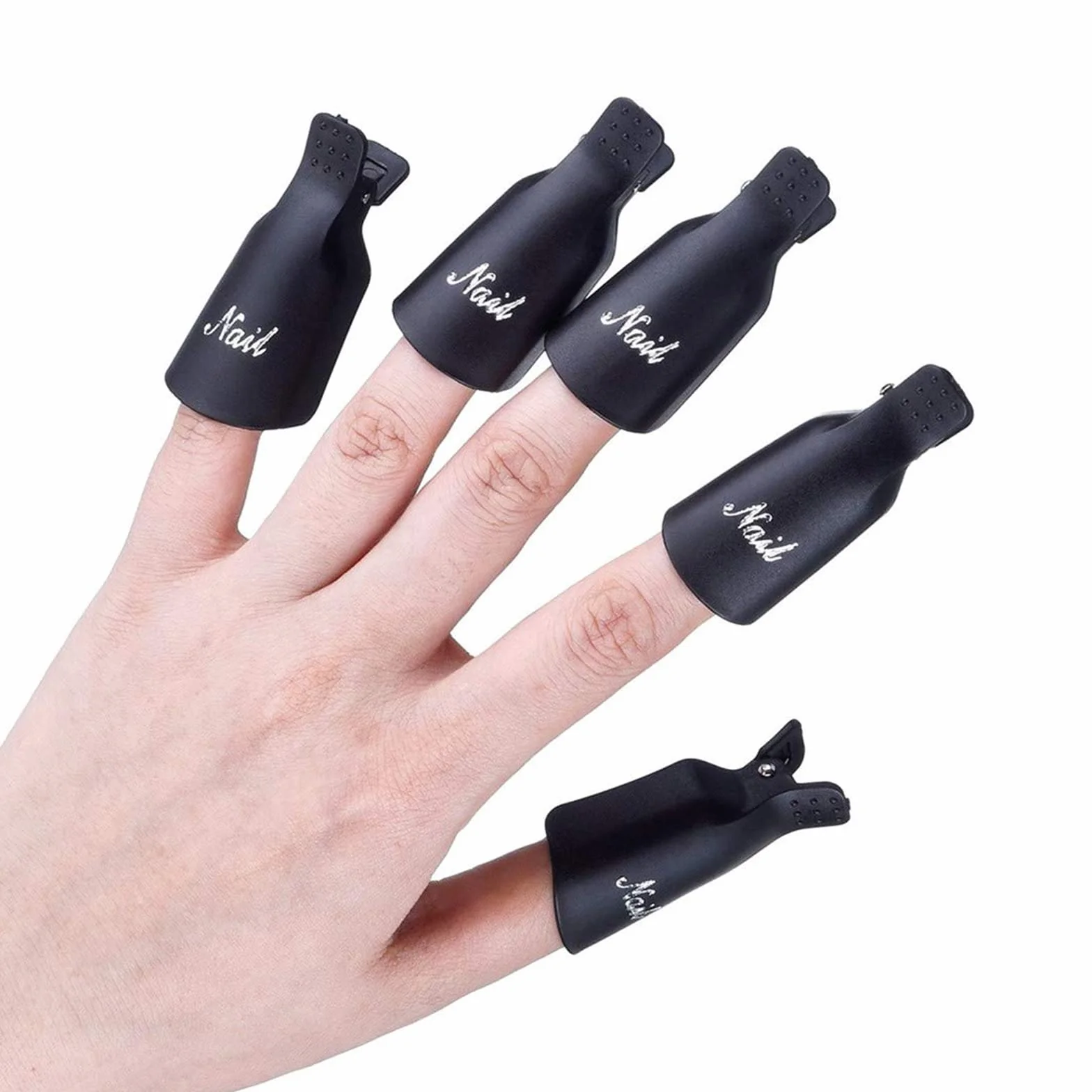 Zestaw klipsów do usuwania lakieru do paznokci, zestaw do manicure UV, klipsy do usuwania lakieru do paznokci żelowych, narzędzie do zmywania paznokci, czarne, 10 szt
