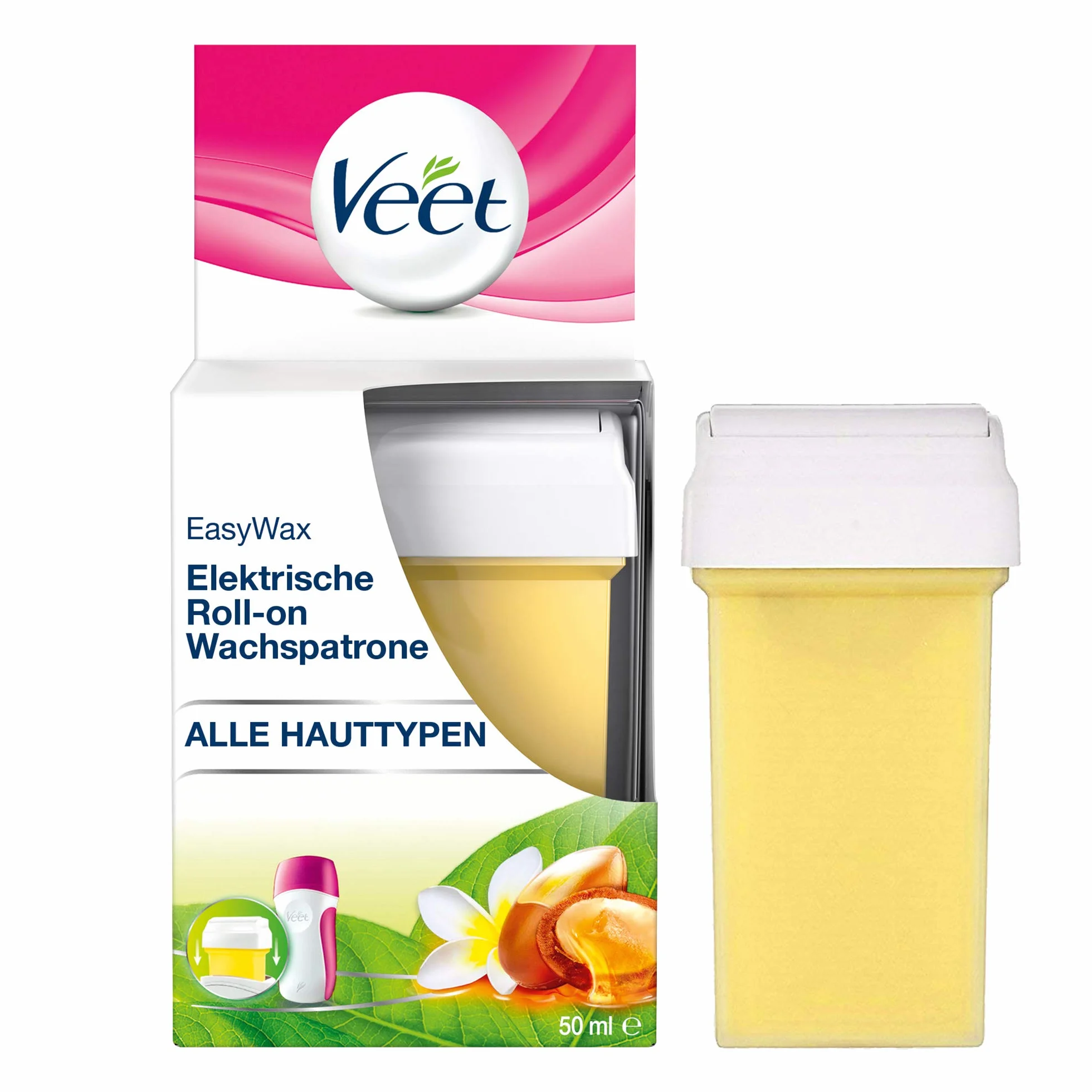 Veet EasyWax wkład uzupełniający do elektrycznego urządzenia do podgrzewania wosku – wkład z wosku na ciepły wosk do wszystkich rodzajów skóry, 1 x 50 ml