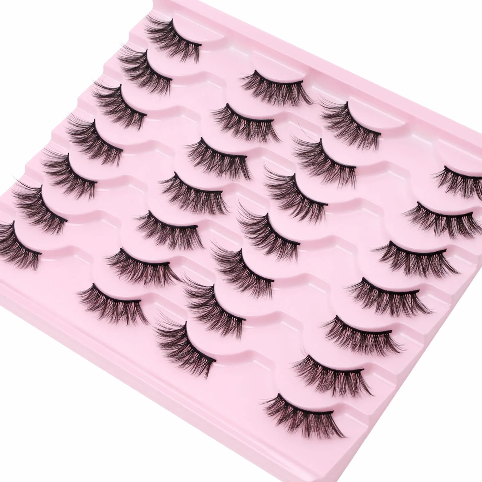 14 Par Rzęsy Połówkowe Naturalnie Wyglądające - Narożne, 3/4, Wielowarstwowe 3D Wispy, Haf Natural Lashes False Eyelashes (W30)