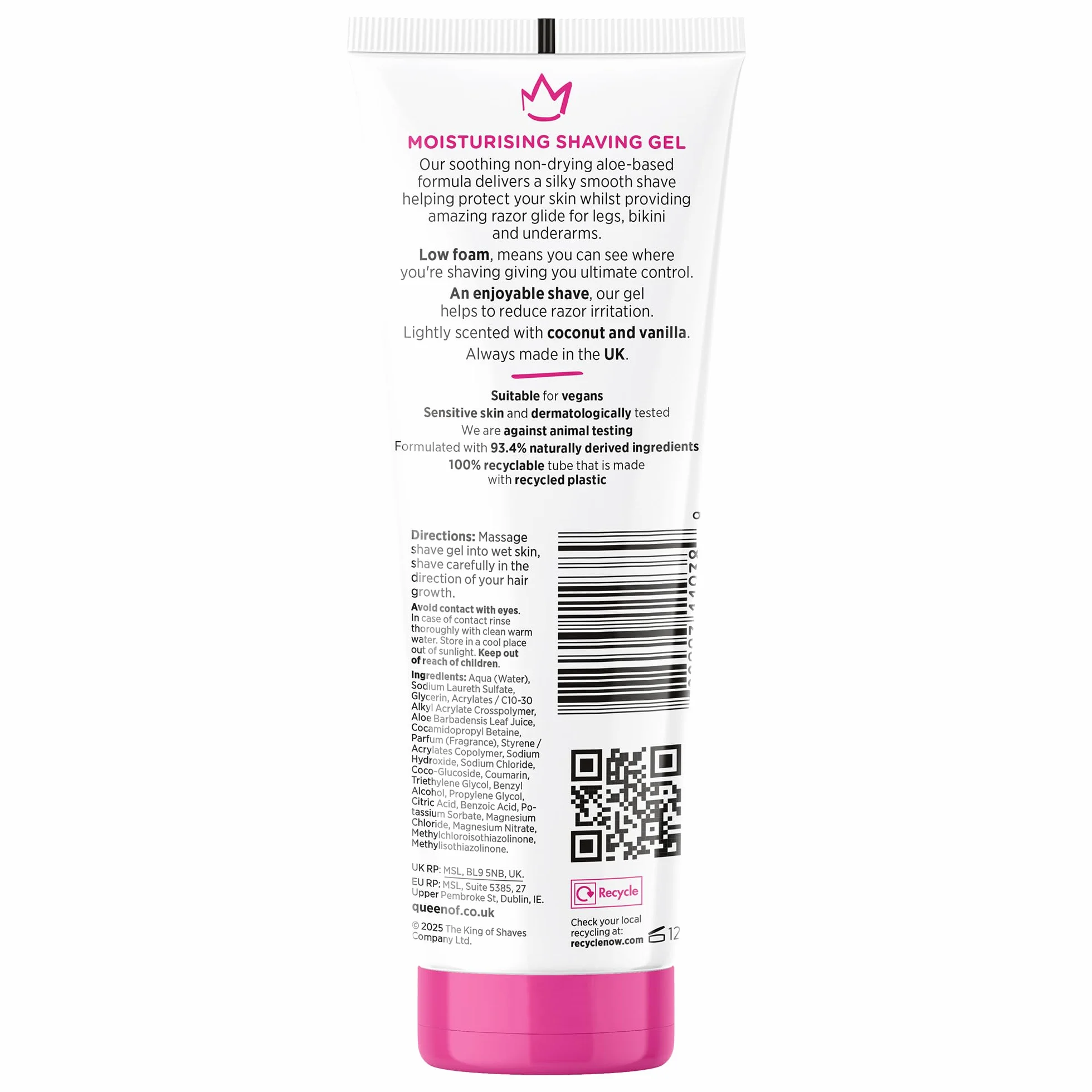 Queen of Ooh la la! Sensitive Moisturising Coconut and Vanilla Shaving Gel For Women 150ml