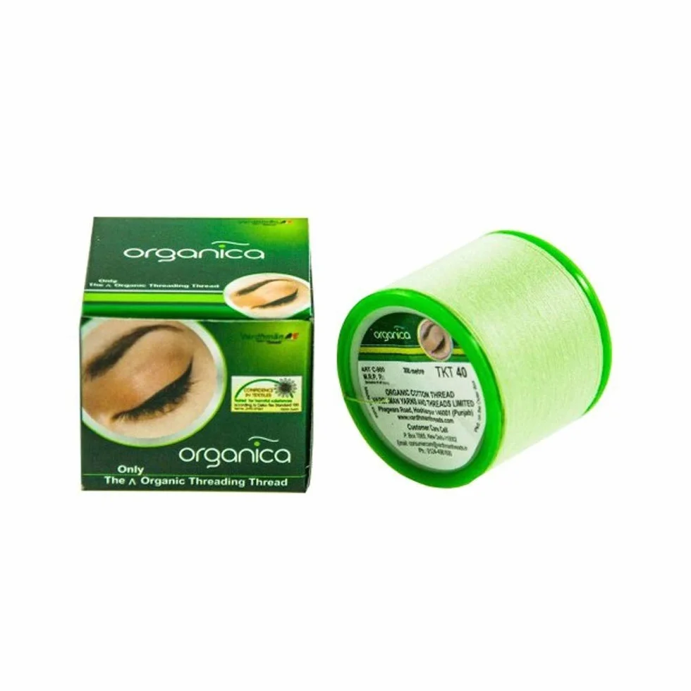 2 szpule x 300 m organiczna bawełna organiczna nić do gwintowania brwi - Indie
