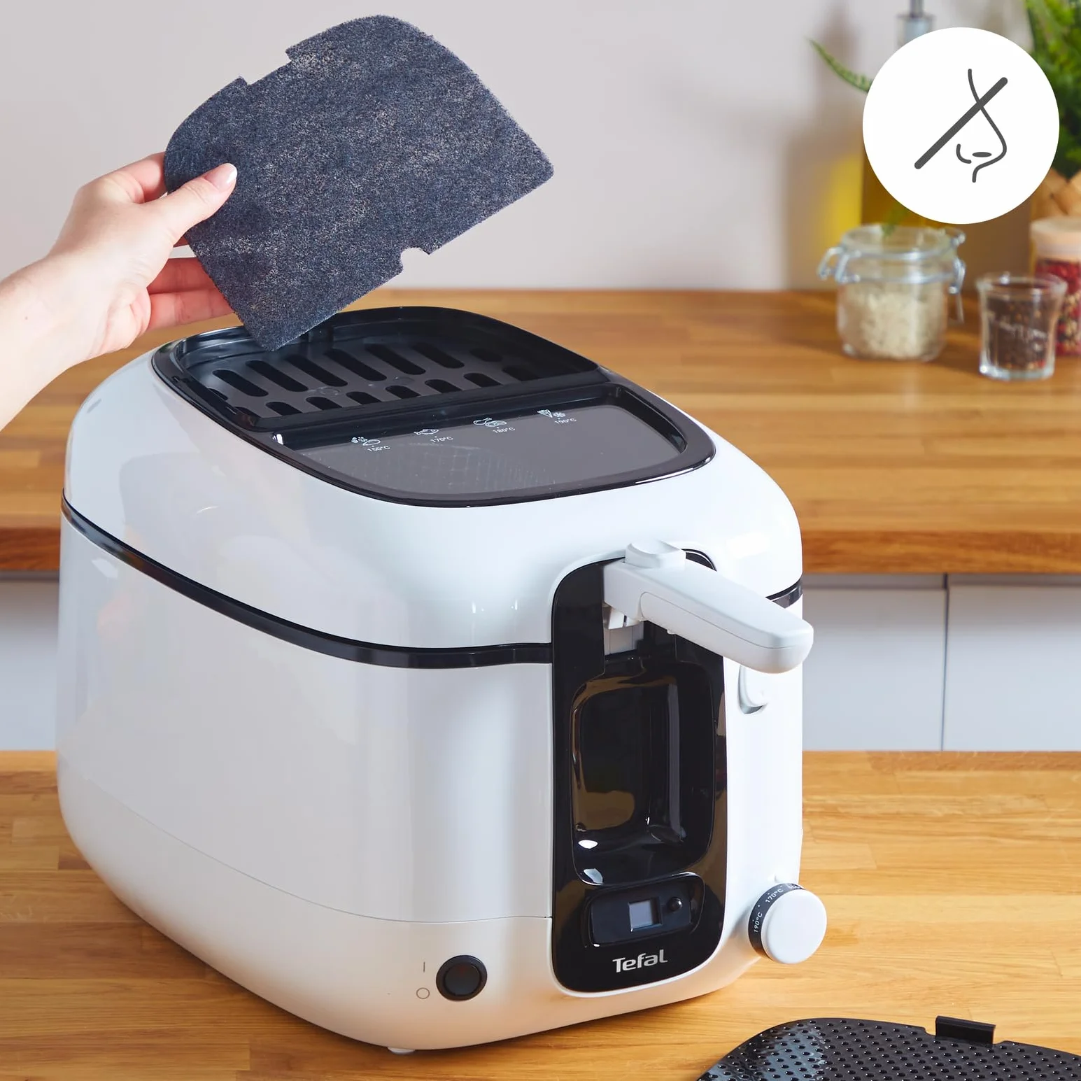 TEFAL FR3140 Super Uno Frytkownica, 1800W, pojemność 2,2L, filtr przeciwzapachowy, misa z nieprzywierającą powłoką, mycie w zmywarce, cyfrowy timer, okienko podgląd, regulowany termostat, biały/czarny