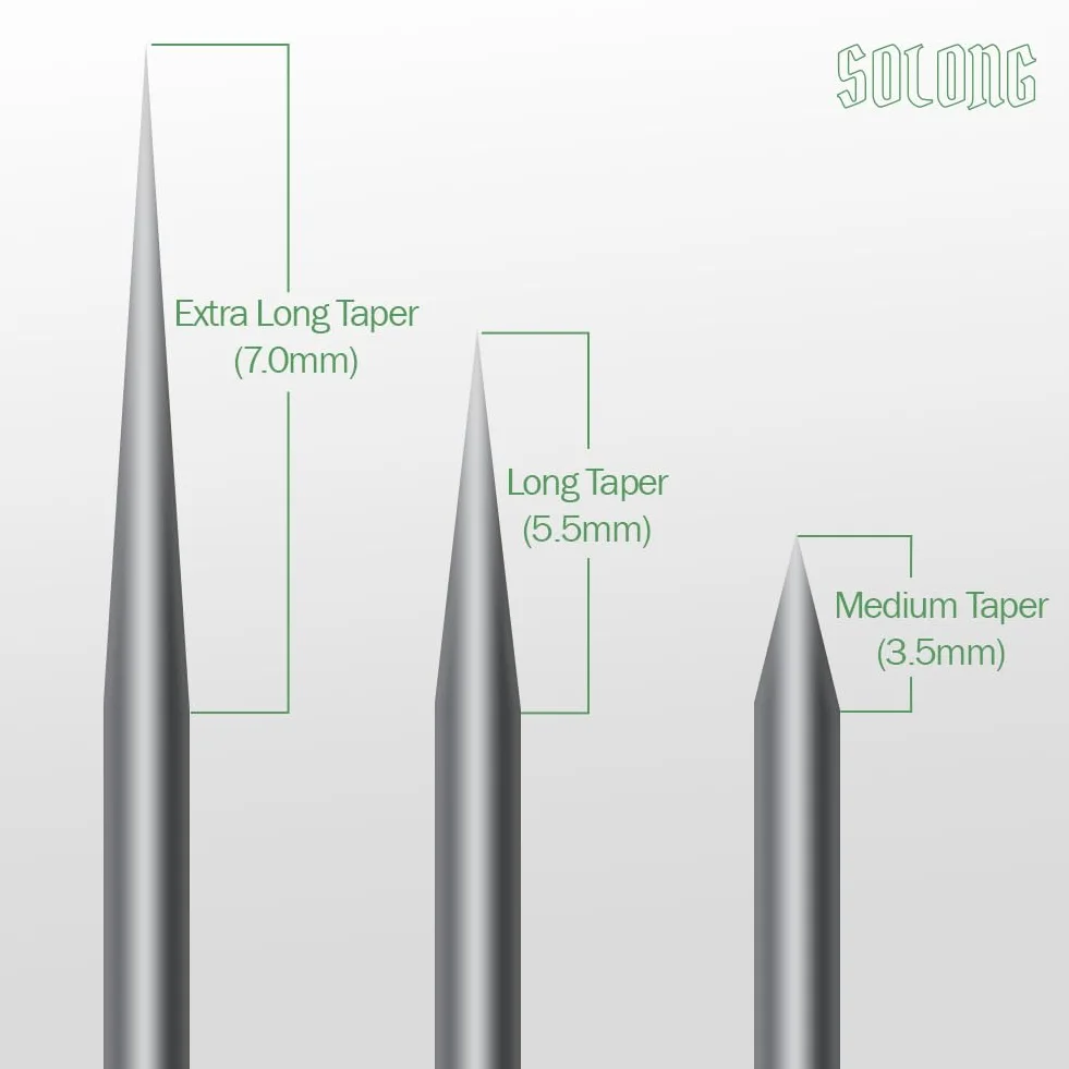 Solong Tattoo Zestaw igieł do tatuażu, 20 sztuk, jednorazowe igły Pro #10, 3 igły, okrągłe Shader M-Taper, igły do tatuażu (1003RS-M)