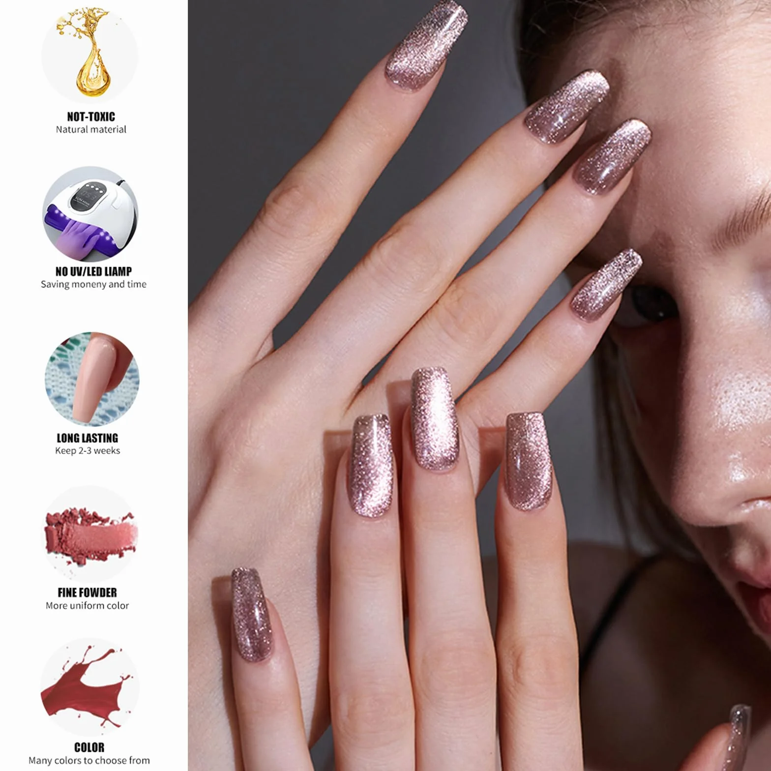 Zestaw startowy do paznokci w proszku do dippingu, zestaw startowy do manicure w 8 kolorach, podkład bazowy, aktywator, system do manicure, zestaw do manicure DIY (zestaw 02)
