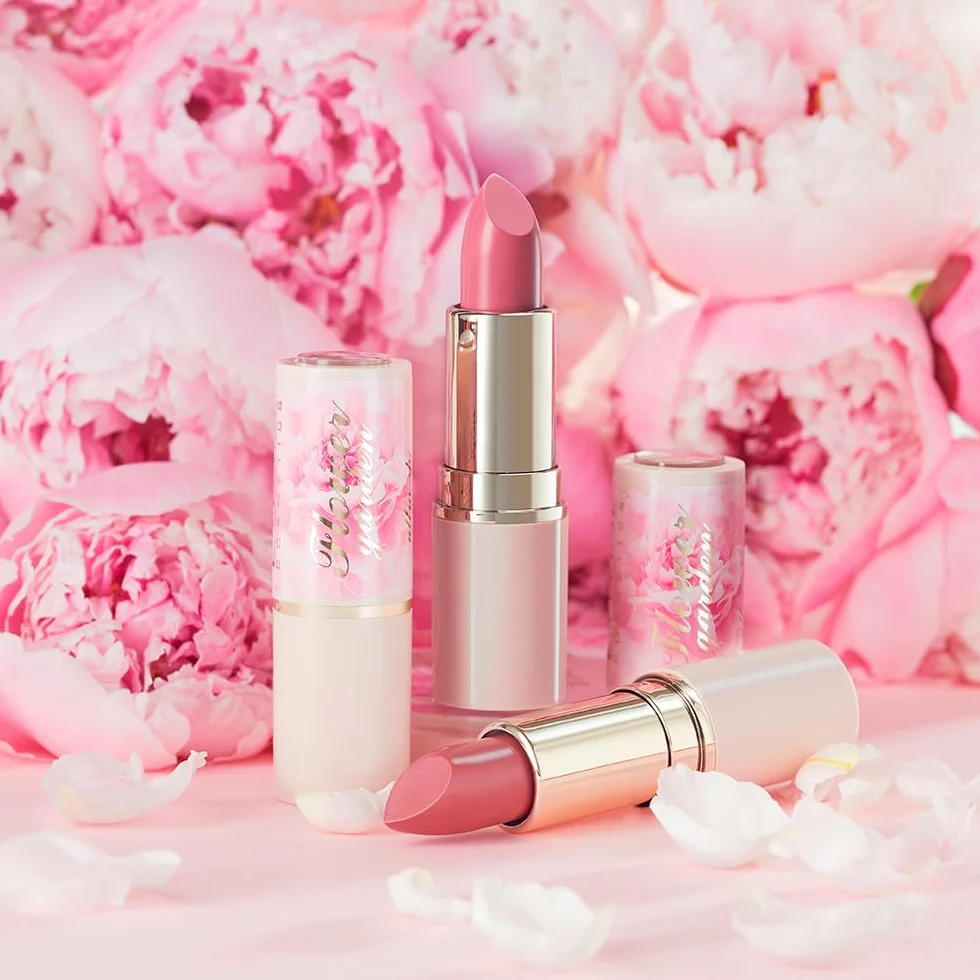 Eveline Cosmetics Nawilżająca pomadka nr 01 - seria Flower Garden | wegańska, pielęgnująca z kwasem hialuronowym i ekstraktem z piwonii