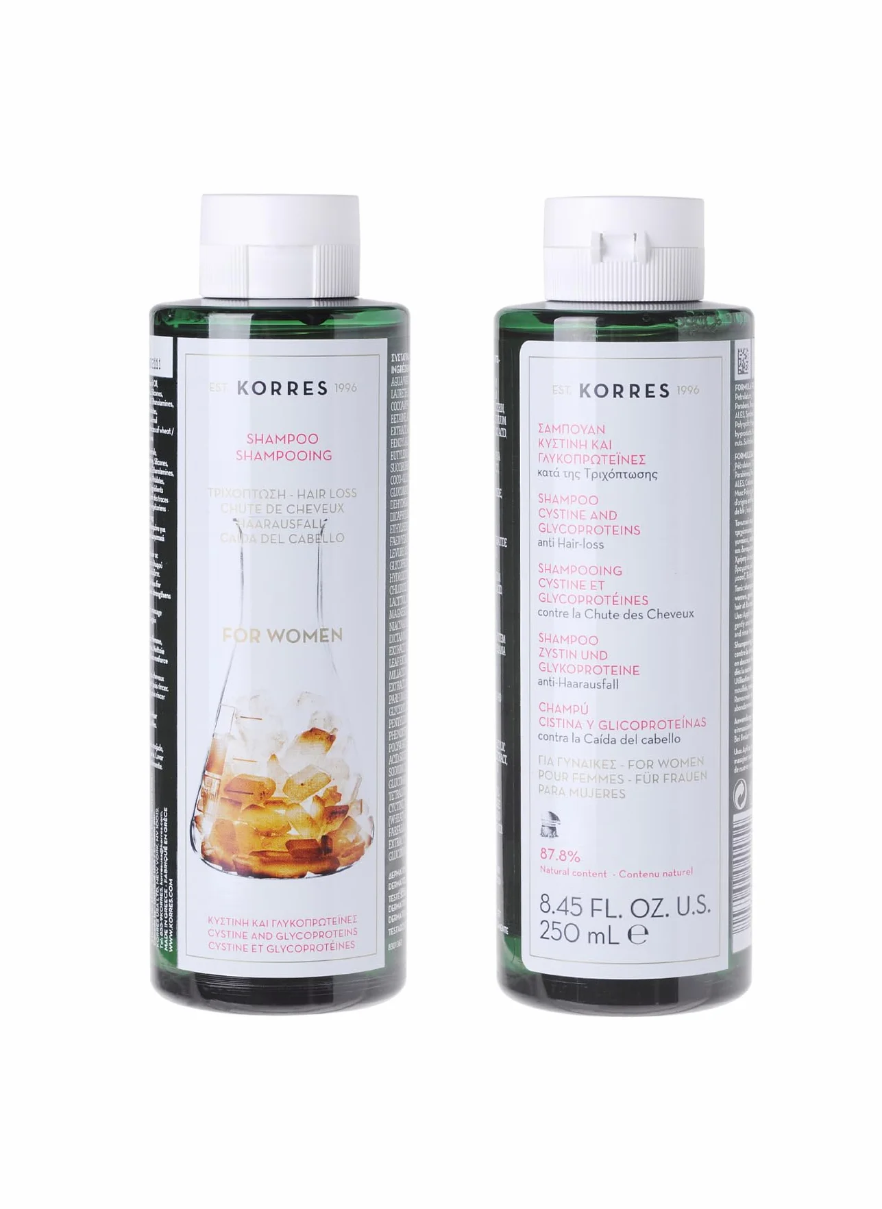 KORRES Szampon Sunflower i Mountain Tea do włosów farbowanych, nie zawiera silikonu i parabenów, 250 ml