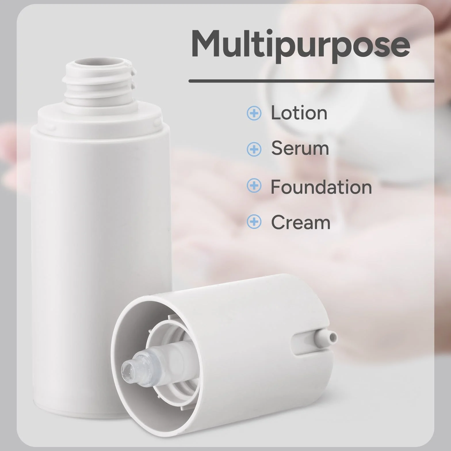 Lulupack Butelki z pompką bezpowietrzną, pojemnik na balsam podróżny, pojemniki do pielęgnacji skóry na krem nawilżający (plastik, matowy szary, 3 szt.)
